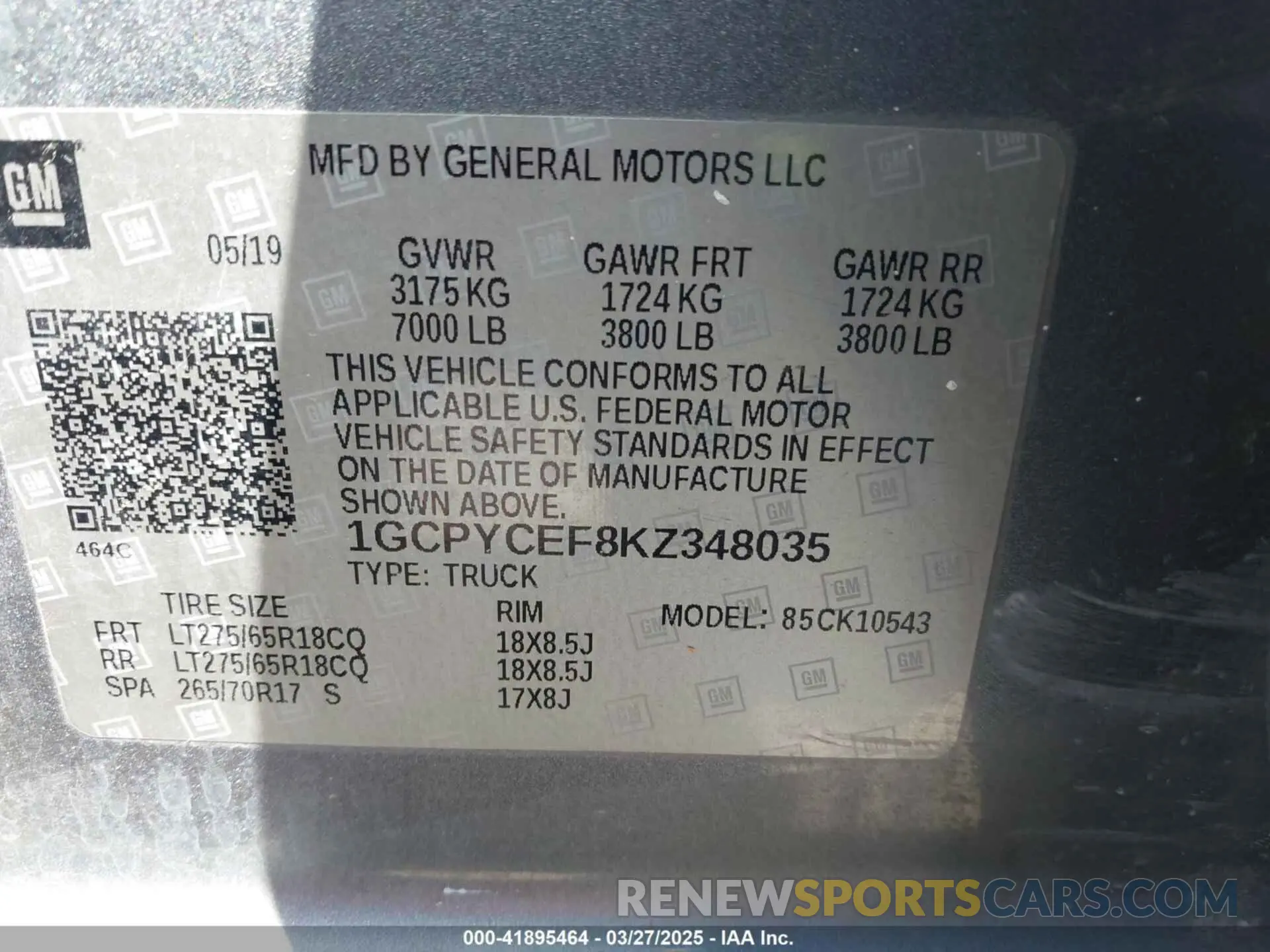 9 Photograph of a damaged car 1GCPYCEF8KZ348035 CHEVROLET SILVERADO 2019