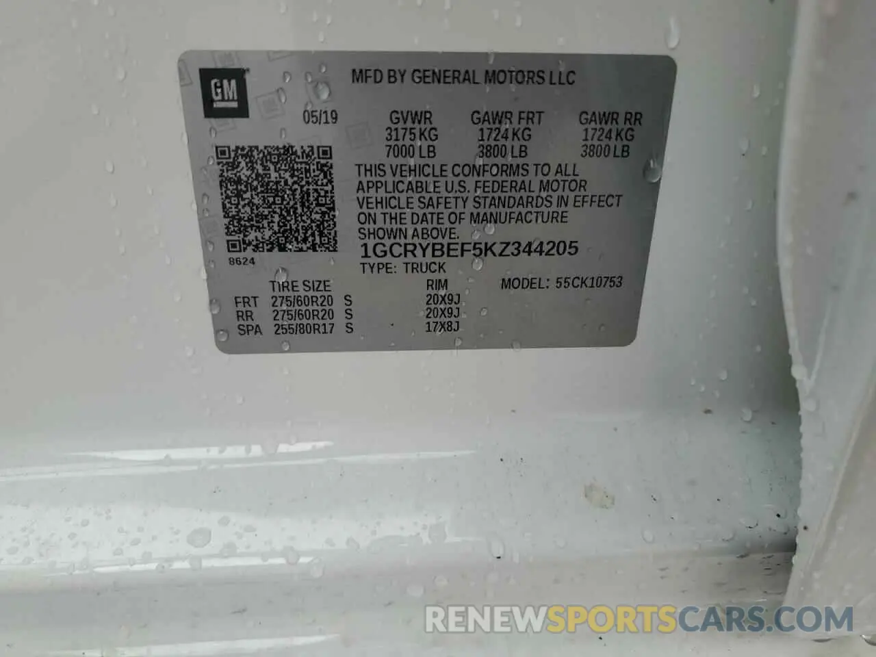 14 Photograph of a damaged car 1GCRYBEF5KZ344205 CHEVROLET SILVERADO 2019