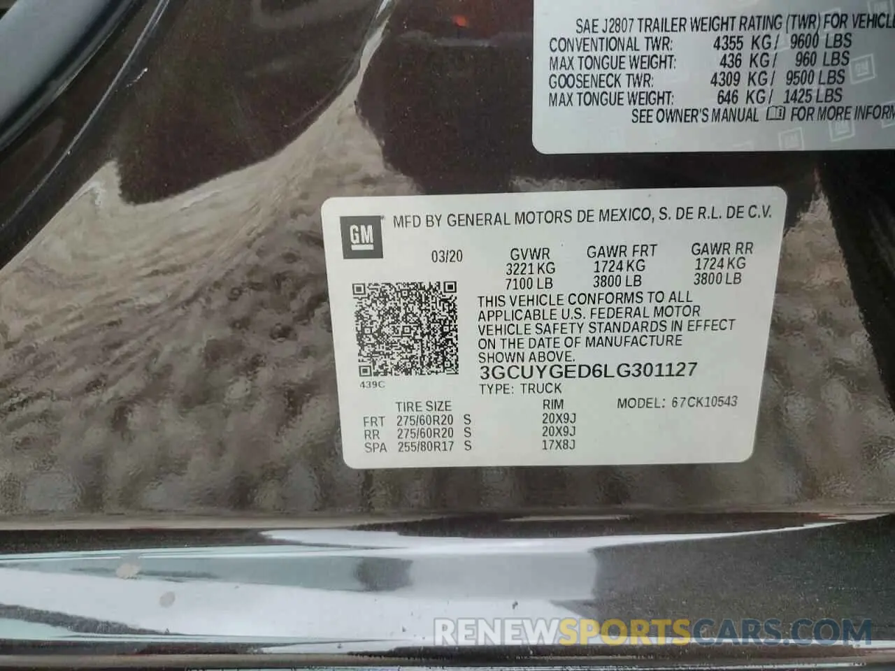 14 Photograph of a damaged car 3GCUYGED6LG301127 CHEVROLET SILVERADO 2020
