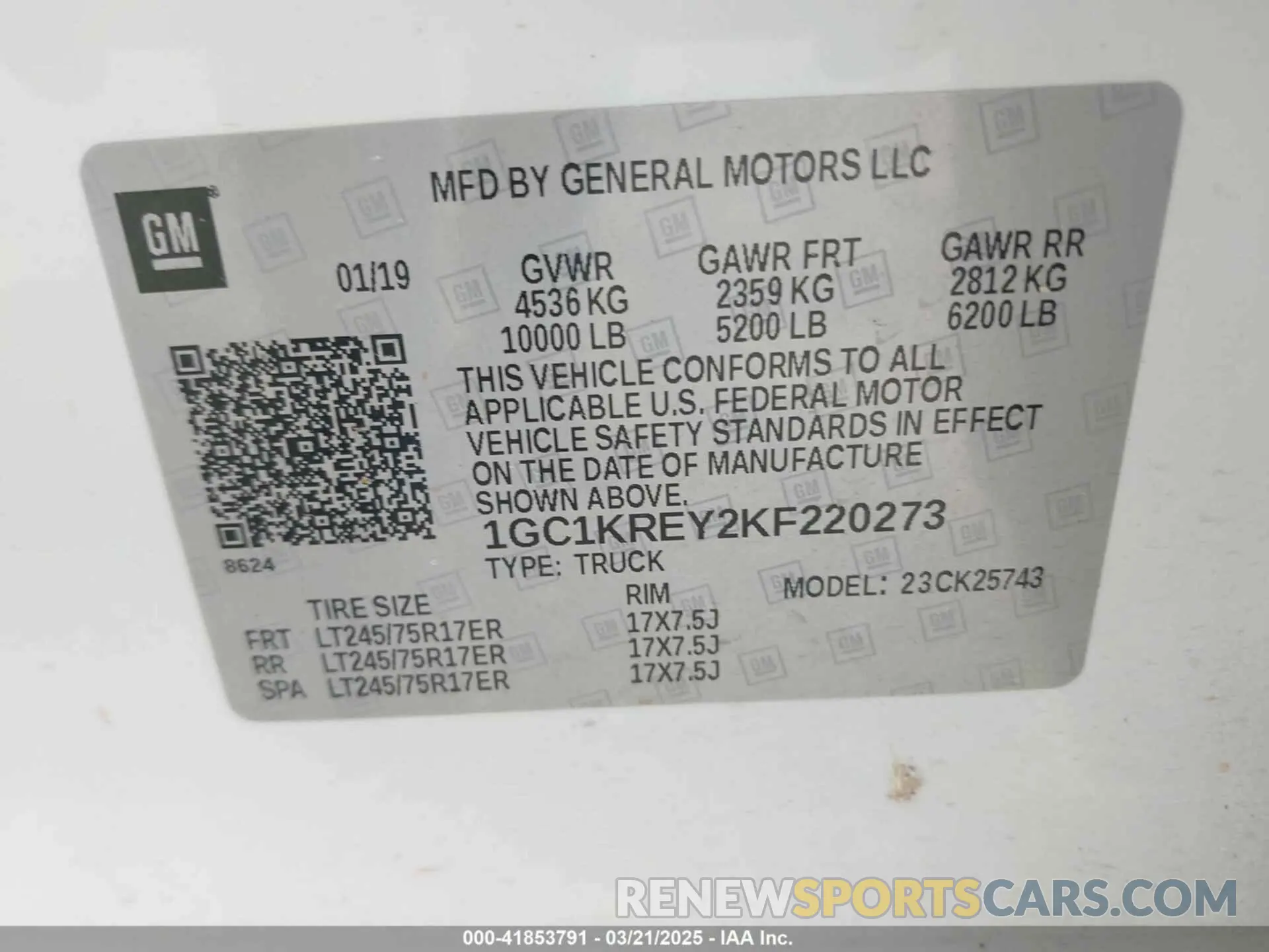 9 Photograph of a damaged car 1GC1KREY2KF220273 CHEVROLET SILVERADO 2500HD 2019
