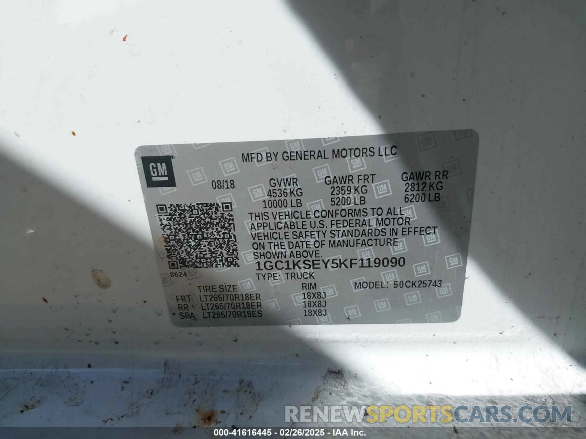9 Photograph of a damaged car 1GC1KSEY5KF119090 CHEVROLET SILVERADO 2500HD 2019