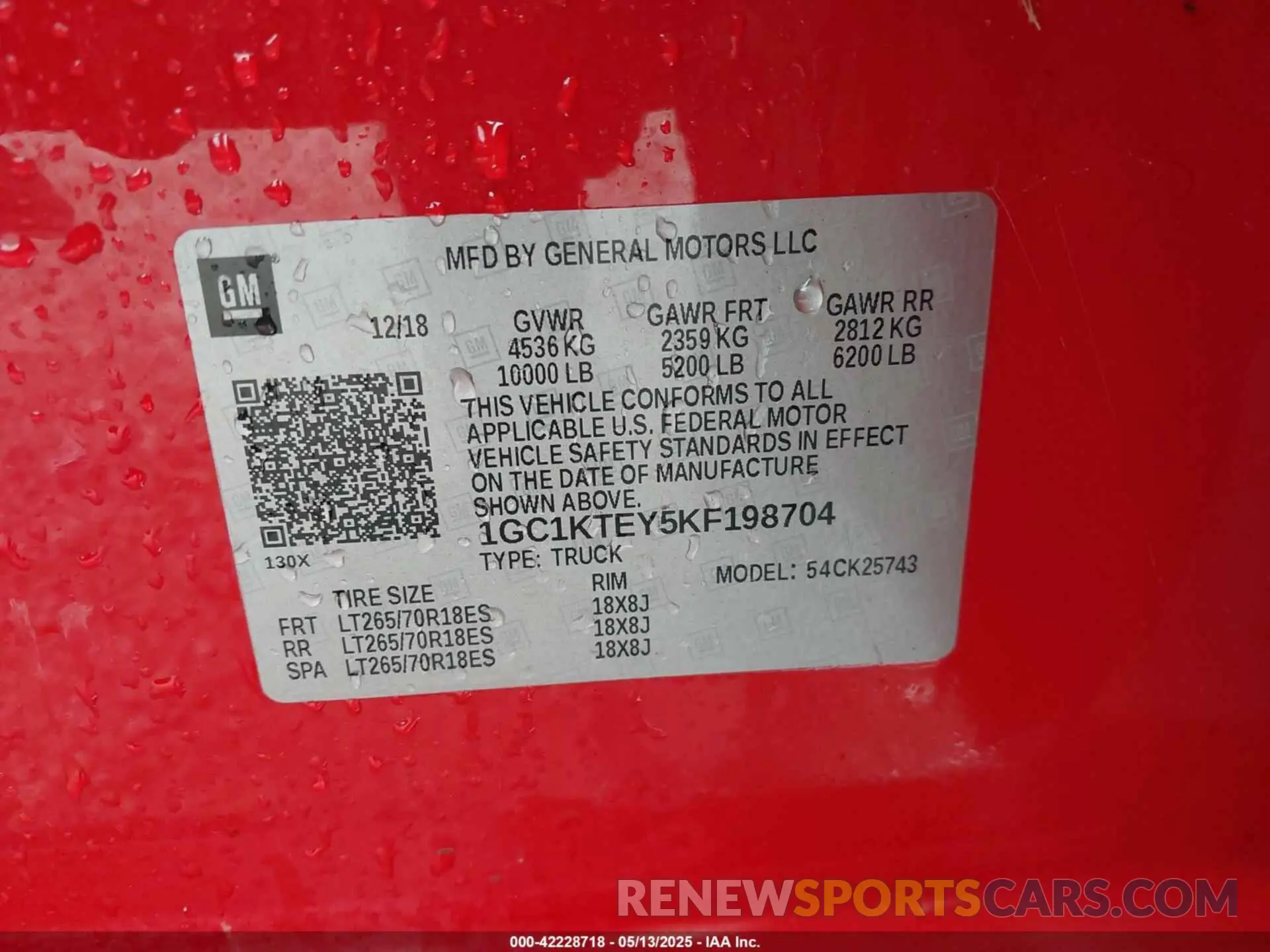 9 Photograph of a damaged car 1GC1KTEY5KF198704 CHEVROLET SILVERADO 2500HD 2019
