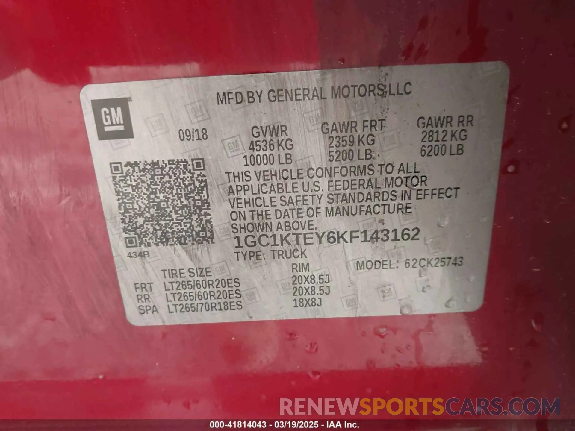 9 Photograph of a damaged car 1GC1KTEY6KF143162 CHEVROLET SILVERADO 2500HD 2019