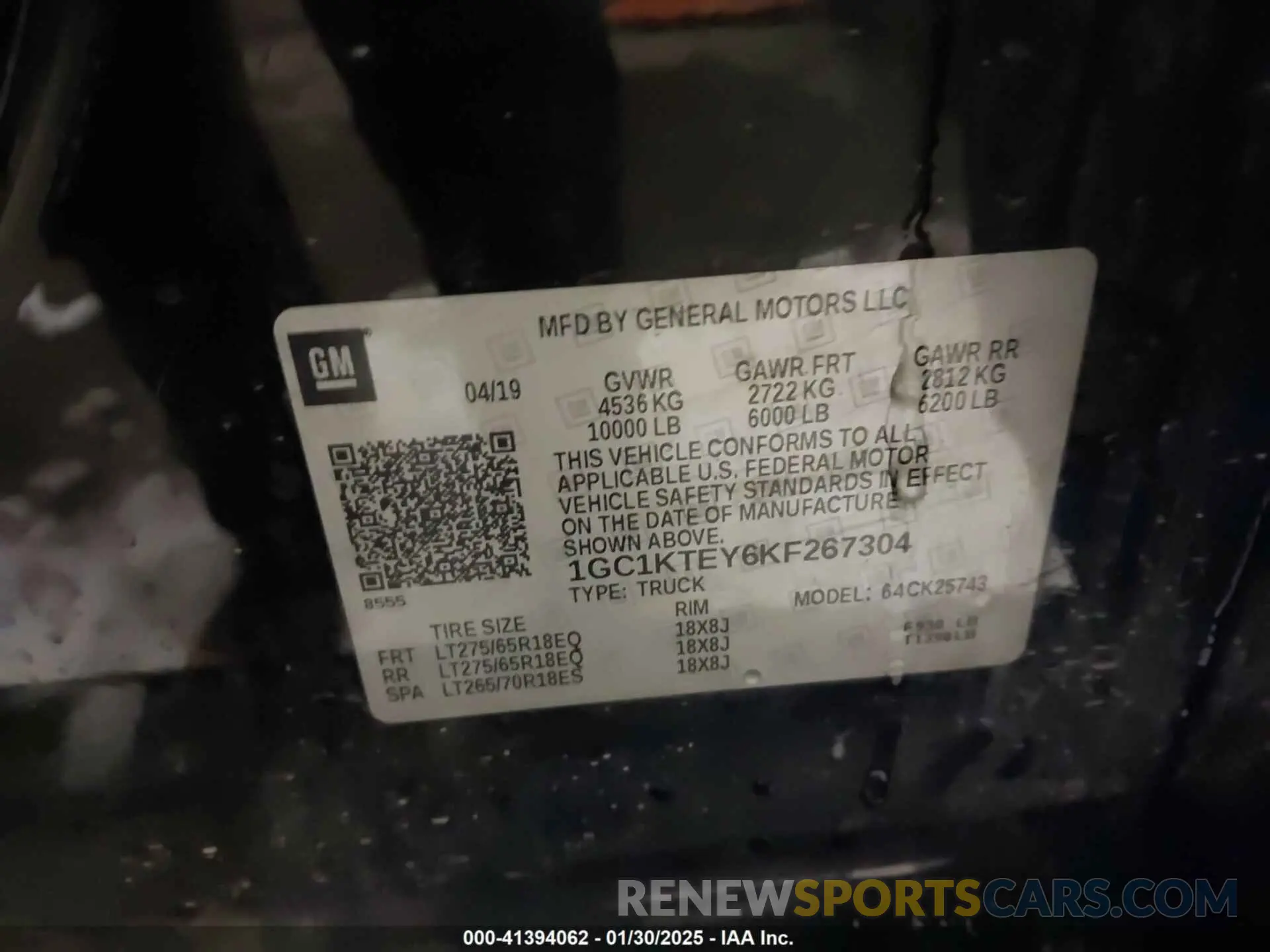9 Photograph of a damaged car 1GC1KTEY6KF267304 CHEVROLET SILVERADO 2500HD 2019