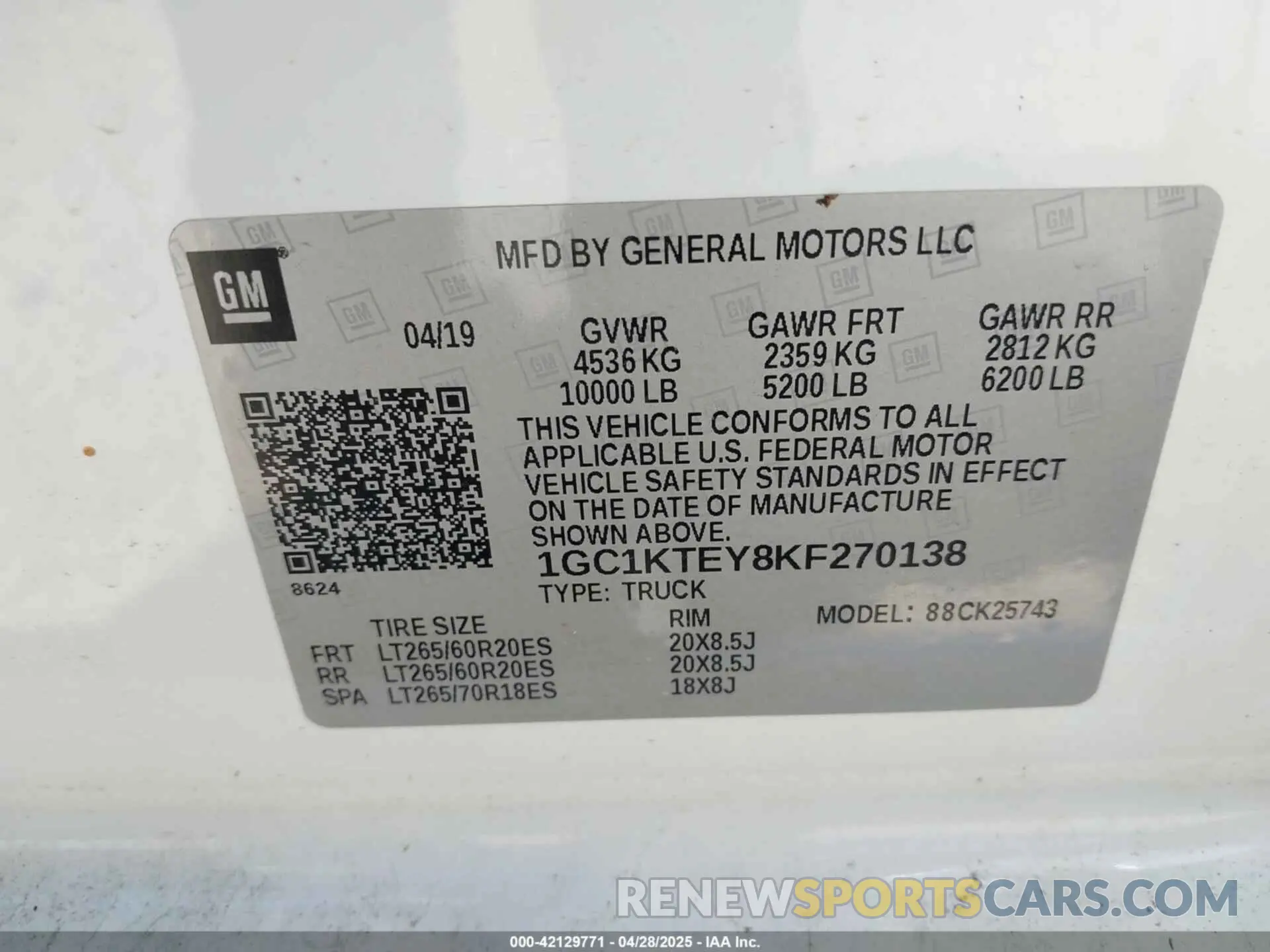 9 Photograph of a damaged car 1GC1KTEY8KF270138 CHEVROLET SILVERADO 2500HD 2019
