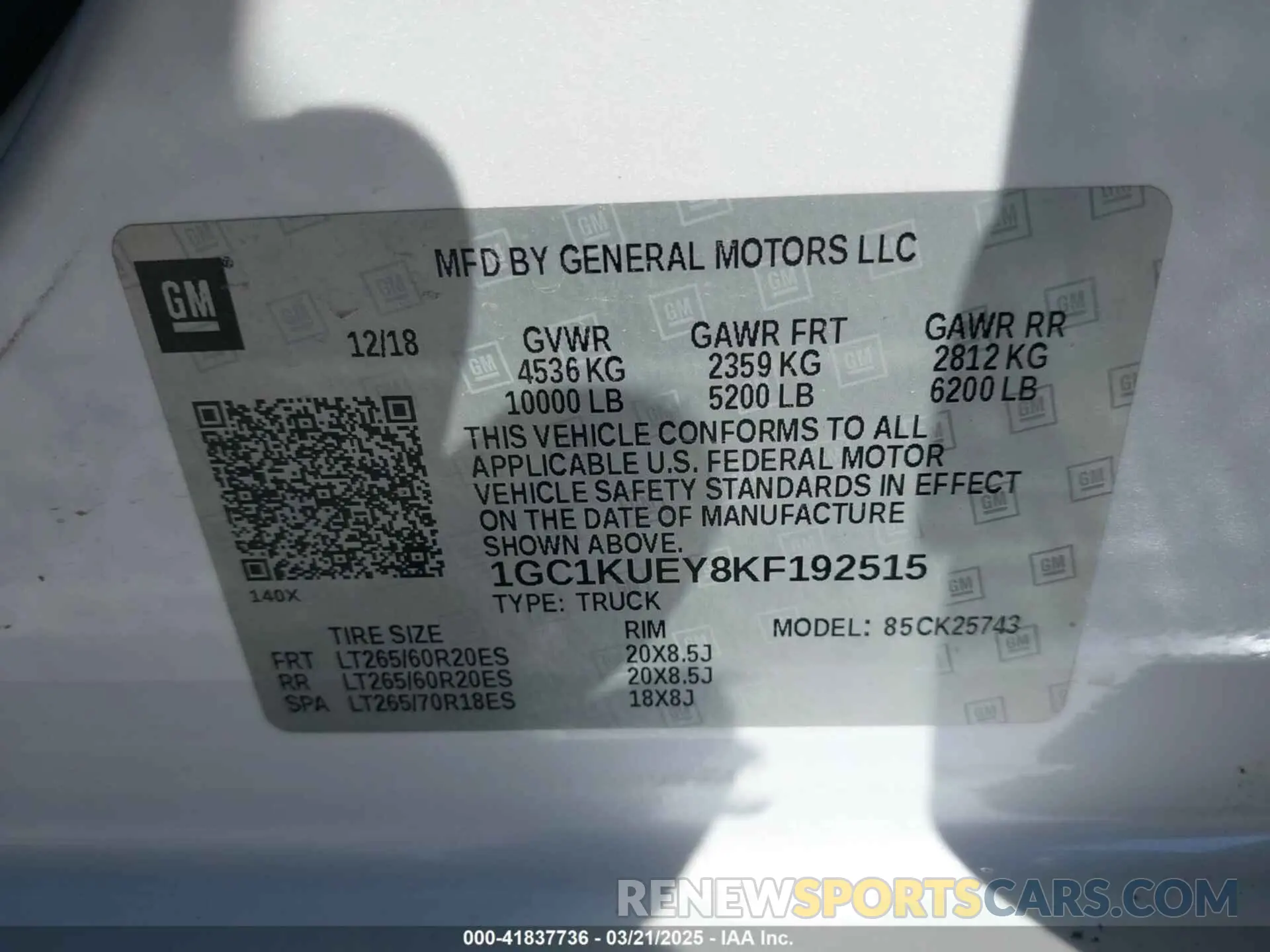 9 Photograph of a damaged car 1GC1KUEY8KF192515 CHEVROLET SILVERADO 2500HD 2019