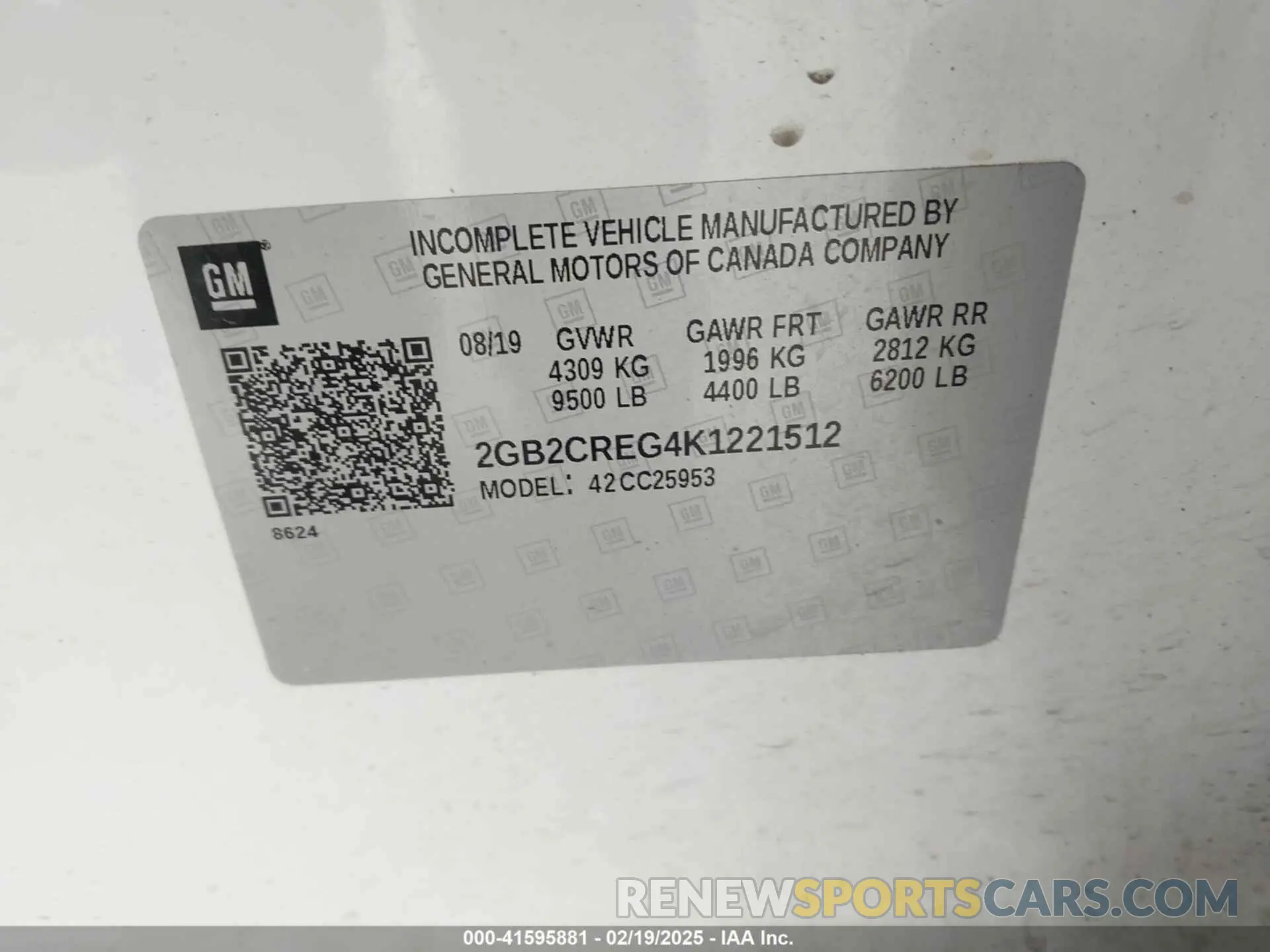 9 Photograph of a damaged car 2GB2CREG4K1221512 CHEVROLET SILVERADO 2500HD 2019