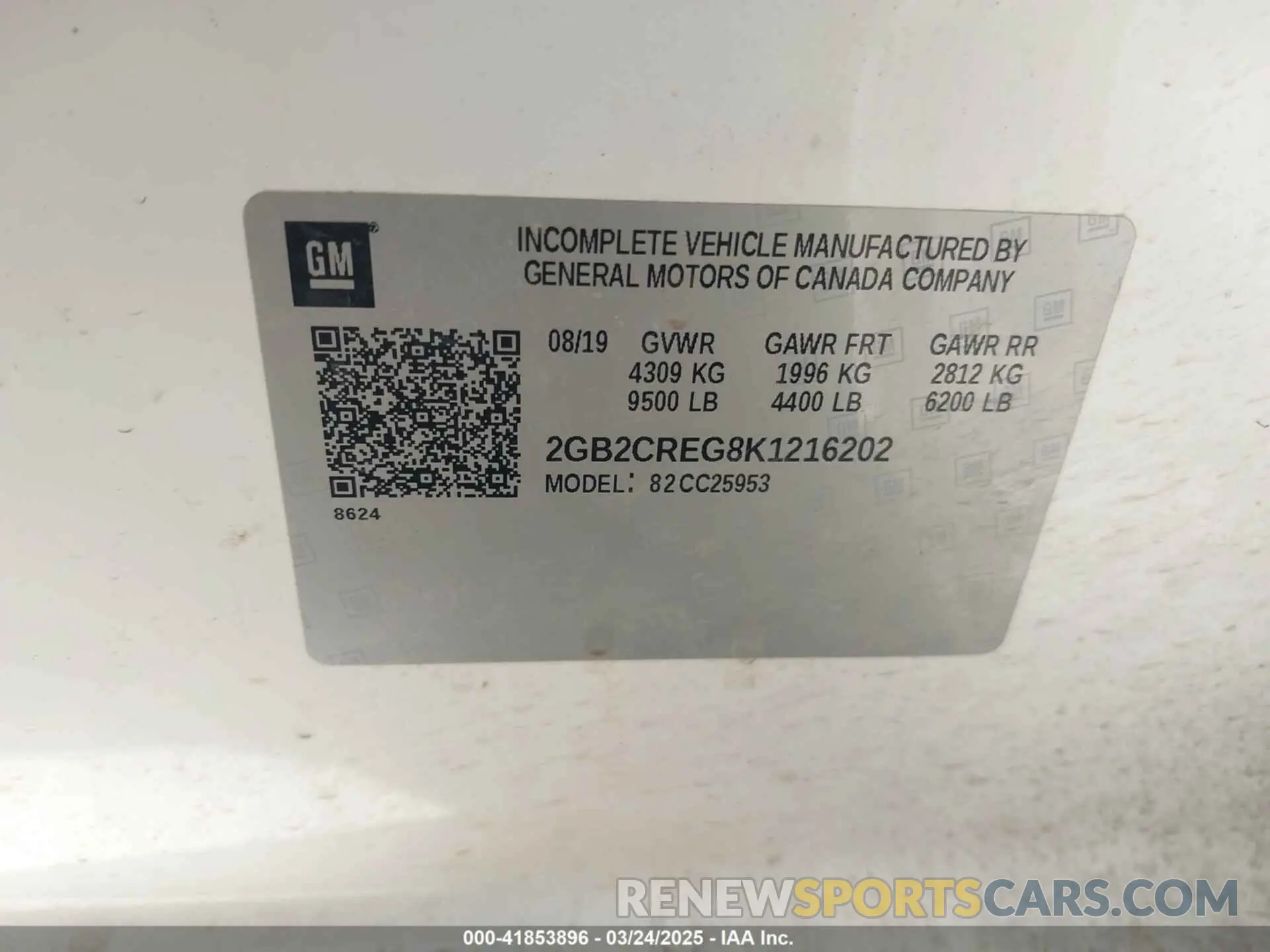 9 Photograph of a damaged car 2GB2CREG8K1216202 CHEVROLET SILVERADO 2500HD 2019