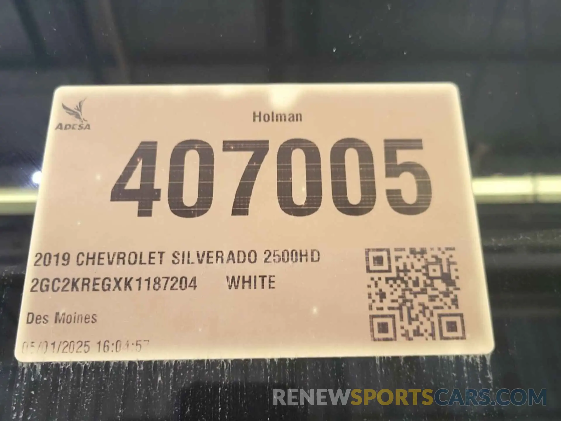 1 Photograph of a damaged car 2GC2KREGXK1187204 CHEVROLET SILVERADO 2500HD 2019