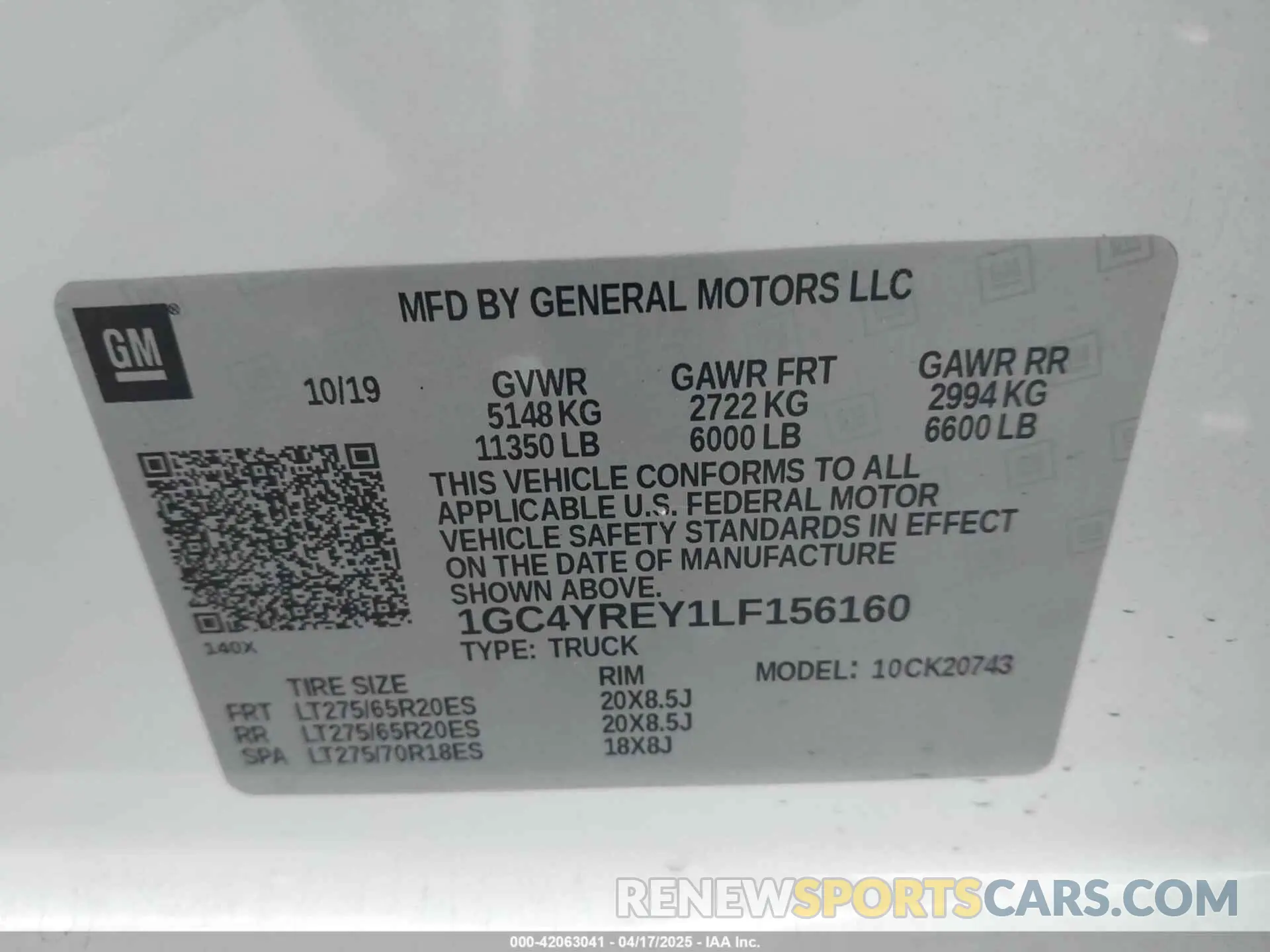 9 Photograph of a damaged car 1GC4YREY1LF156160 CHEVROLET SILVERADO 2500HD 2020