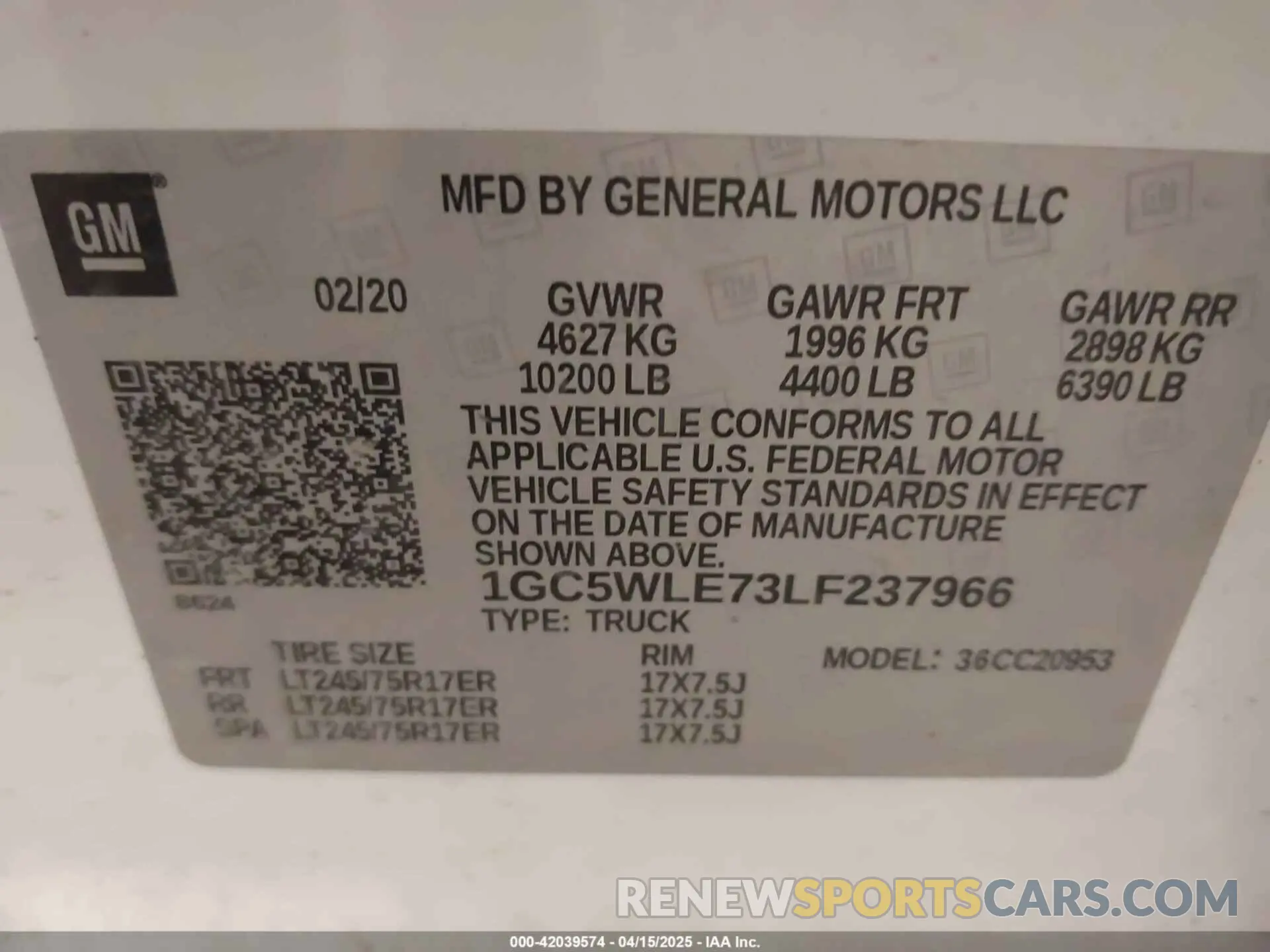 8 Photograph of a damaged car 1GC5WLE73LF237966 CHEVROLET SILVERADO 2500HD 2020