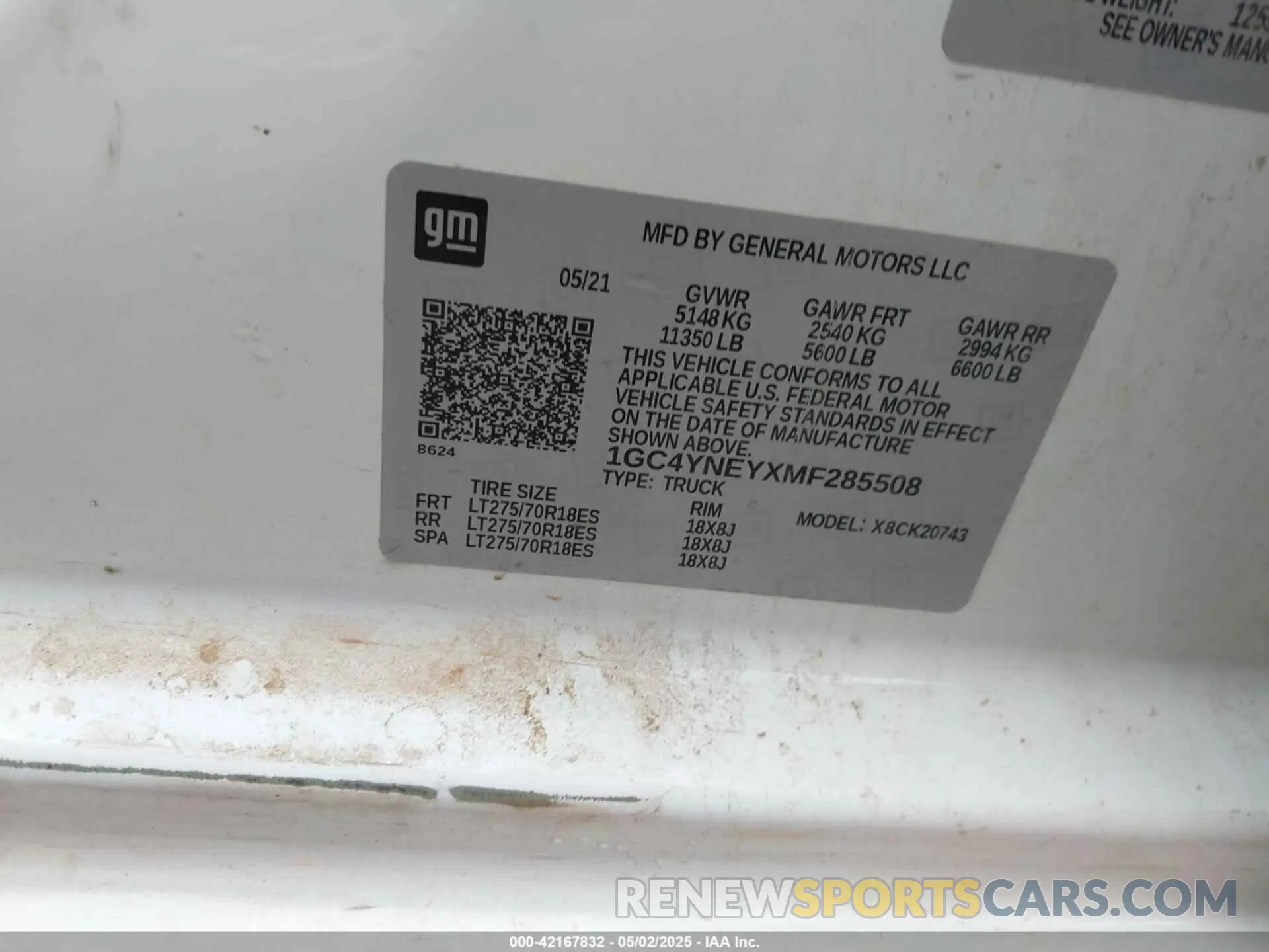 8 Photograph of a damaged car 1GC4YNEYXMF285508 CHEVROLET SILVERADO 2500HD 2021