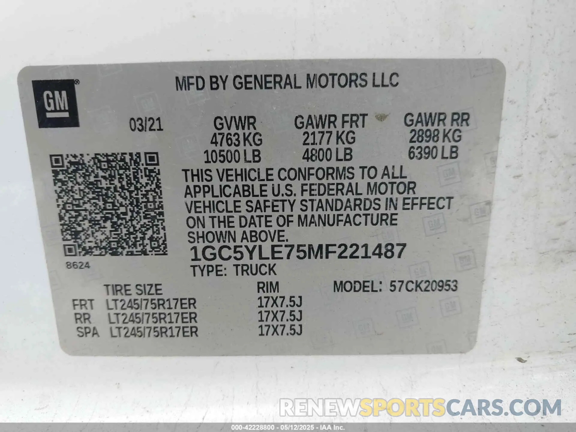 8 Photograph of a damaged car 1GC5YLE75MF221487 CHEVROLET SILVERADO 2500HD 2021