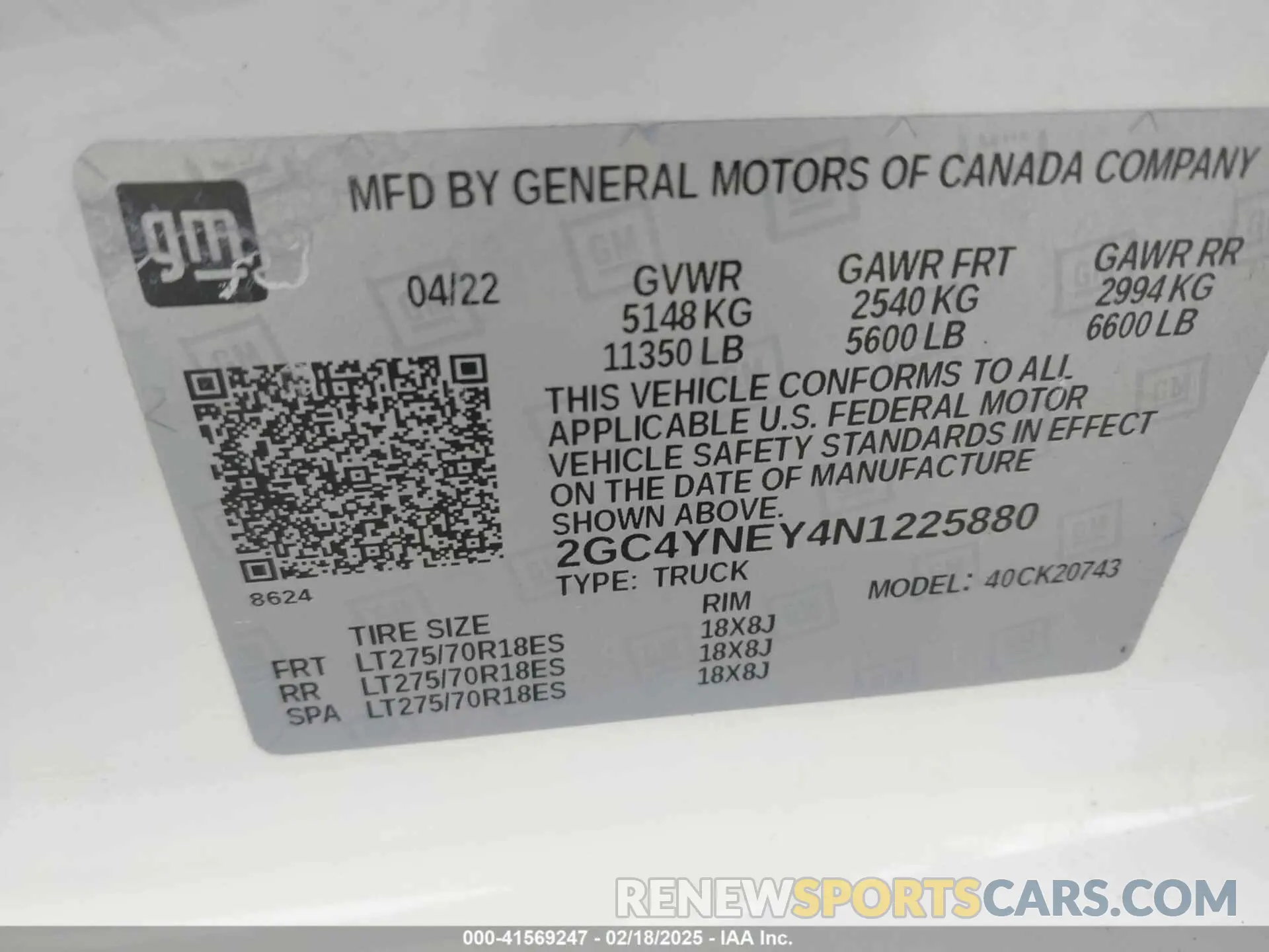 8 Photograph of a damaged car 2GC4YNEY4N1225880 CHEVROLET SILVERADO 2500HD 2022