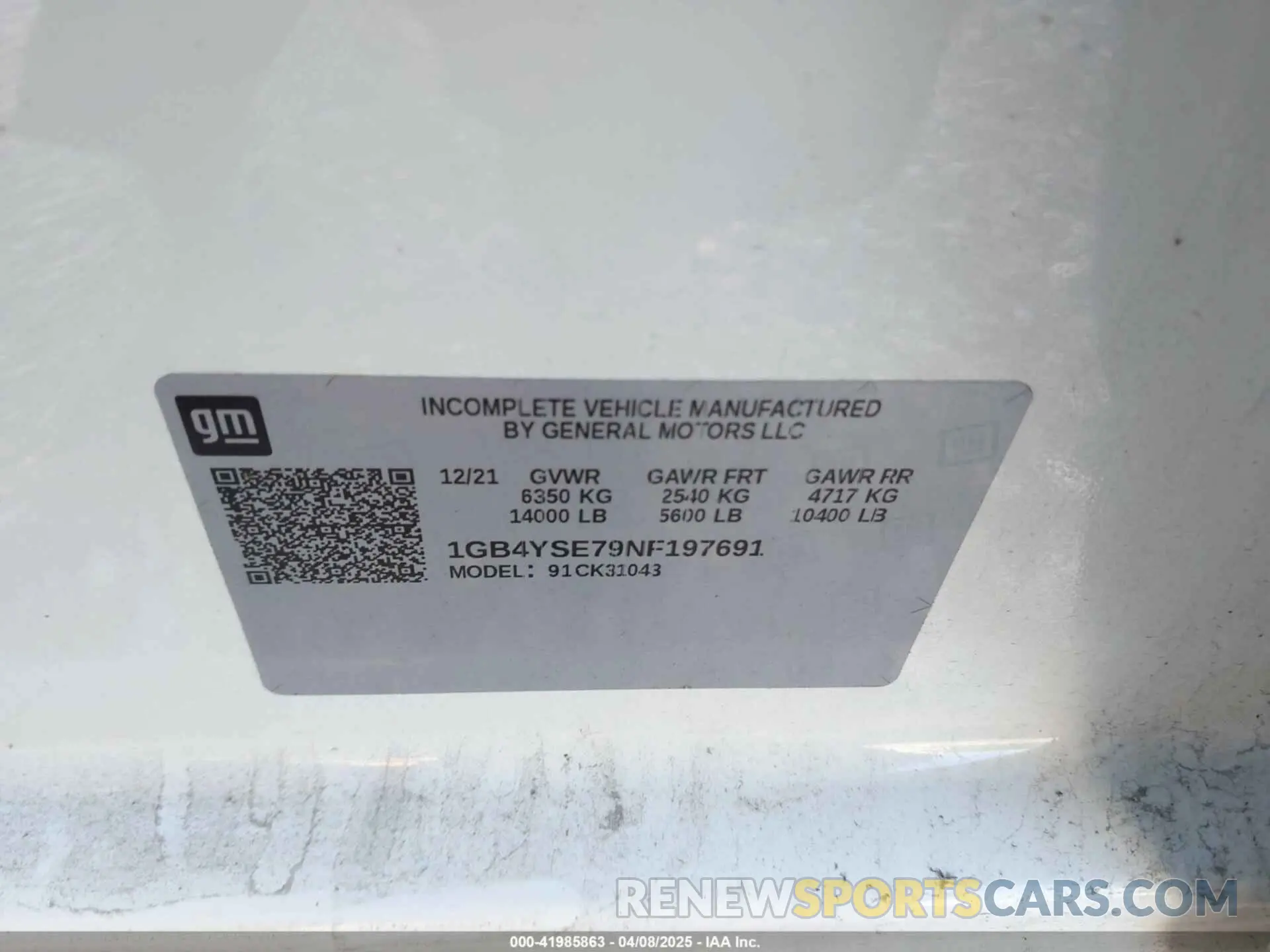 8 Photograph of a damaged car 1GB4YSE79NF197691 CHEVROLET SILVERADO 3500HD CHASSIS 2022