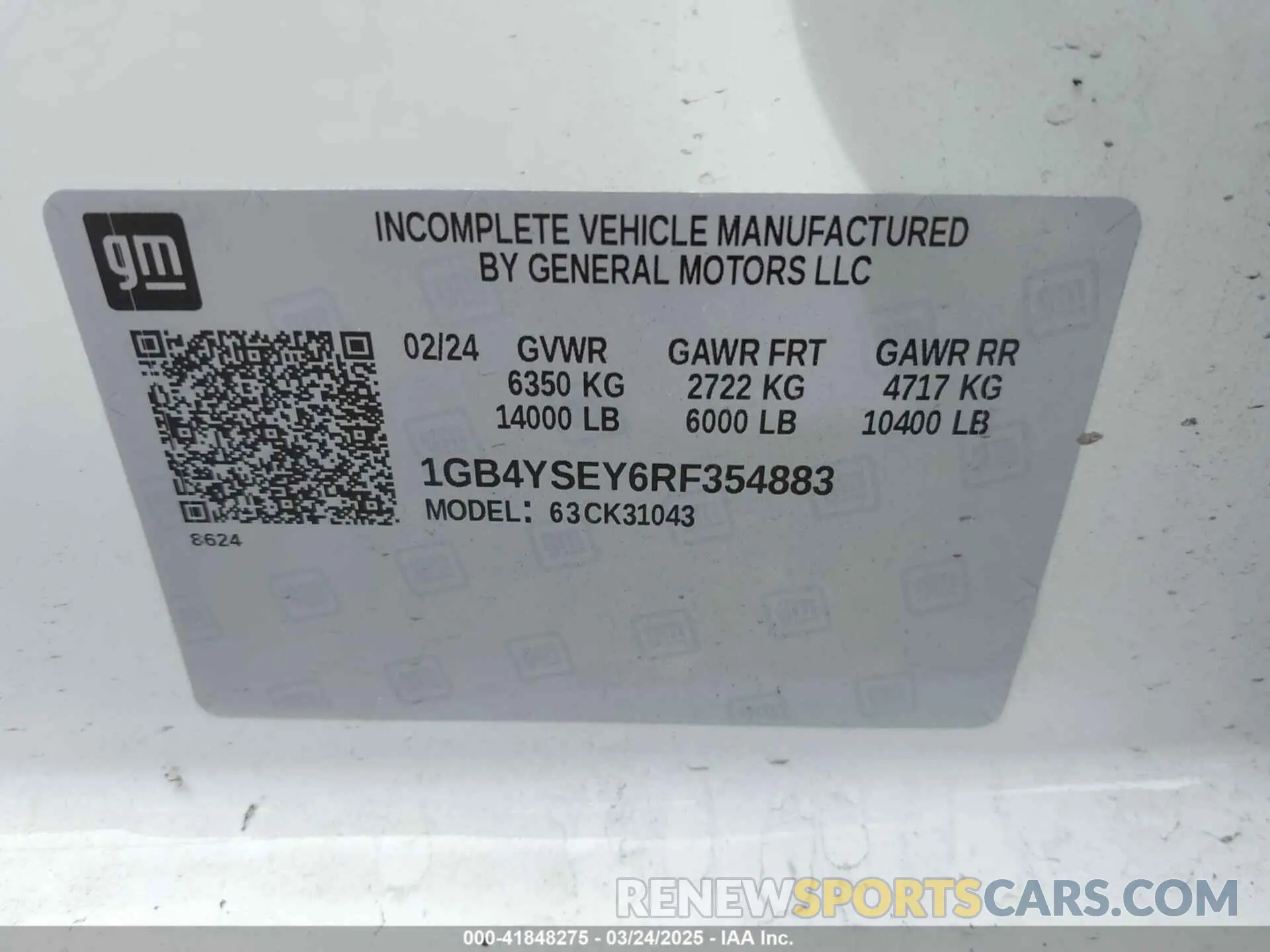 8 Photograph of a damaged car 1GB4YSEY6RF354883 CHEVROLET SILVERADO 3500HD CHASSIS 2024