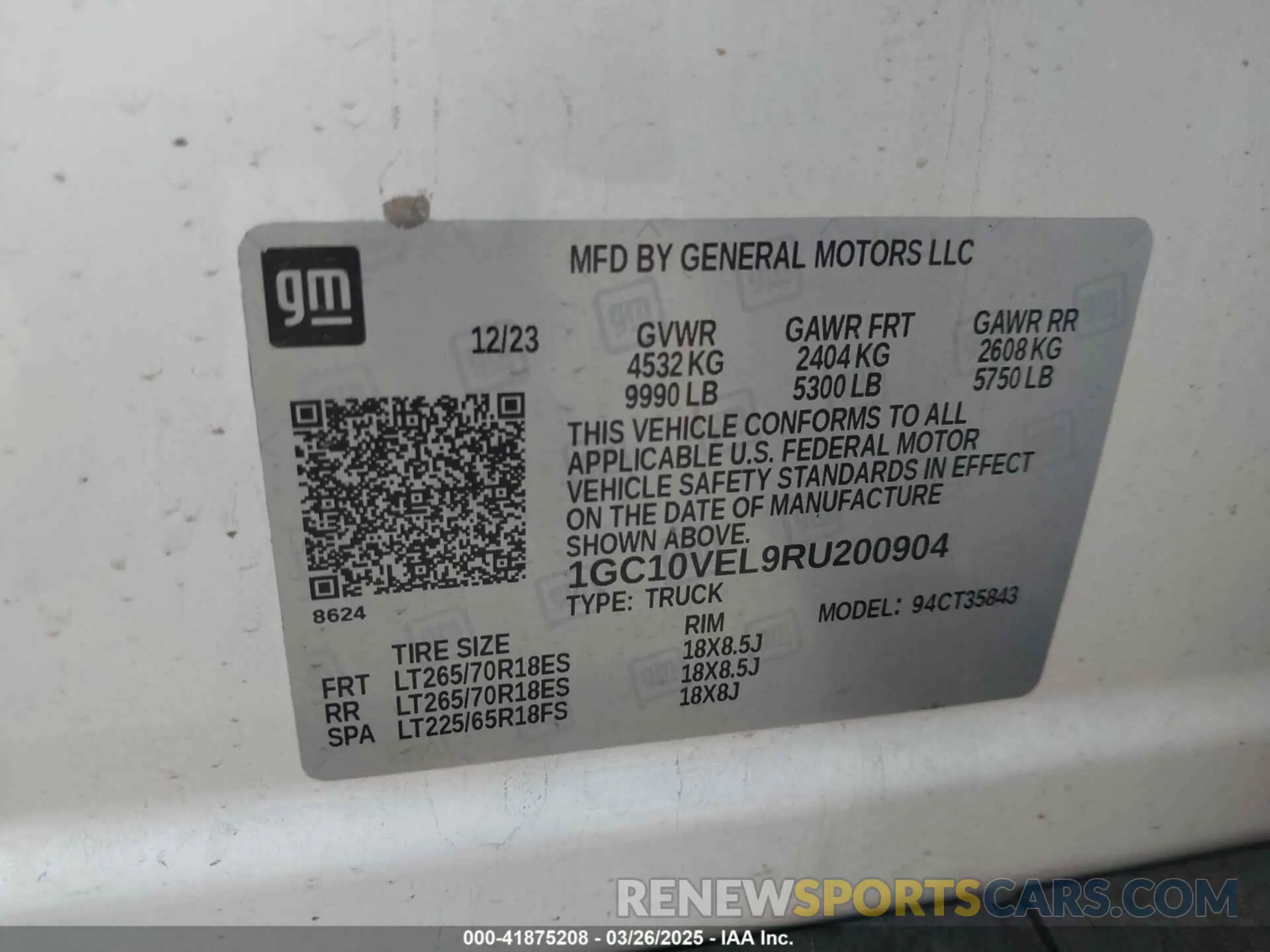 9 Photograph of a damaged car 1GC10VEL9RU200904 CHEVROLET SILVERADO EV 2024
