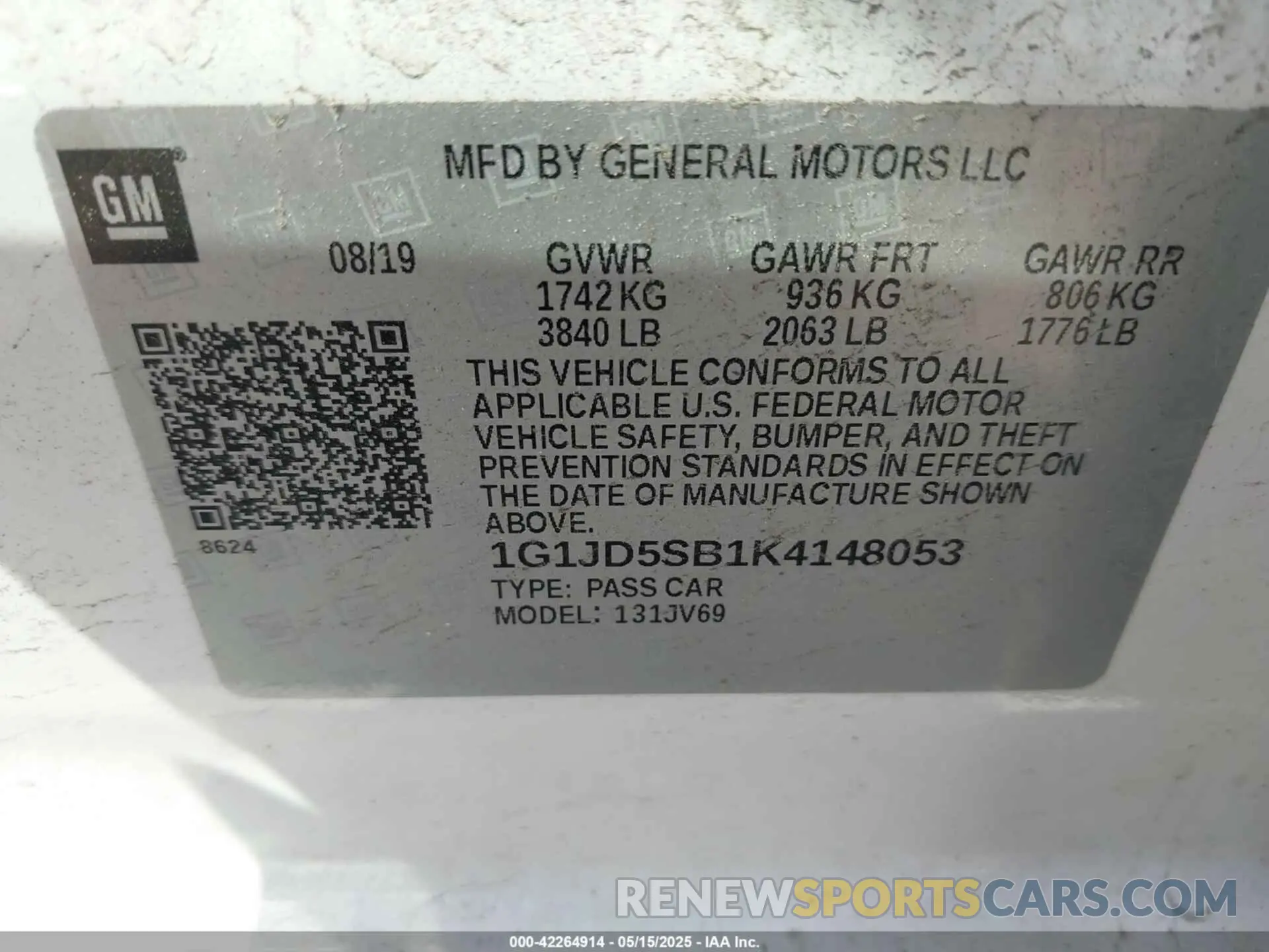9 Photograph of a damaged car 1G1JD5SB1K4148053 CHEVROLET SONIC 2019