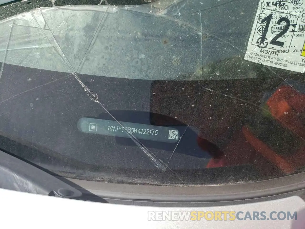 12 Photograph of a damaged car 1G1JF5SB5K4122176 CHEVROLET SONIC 2019
