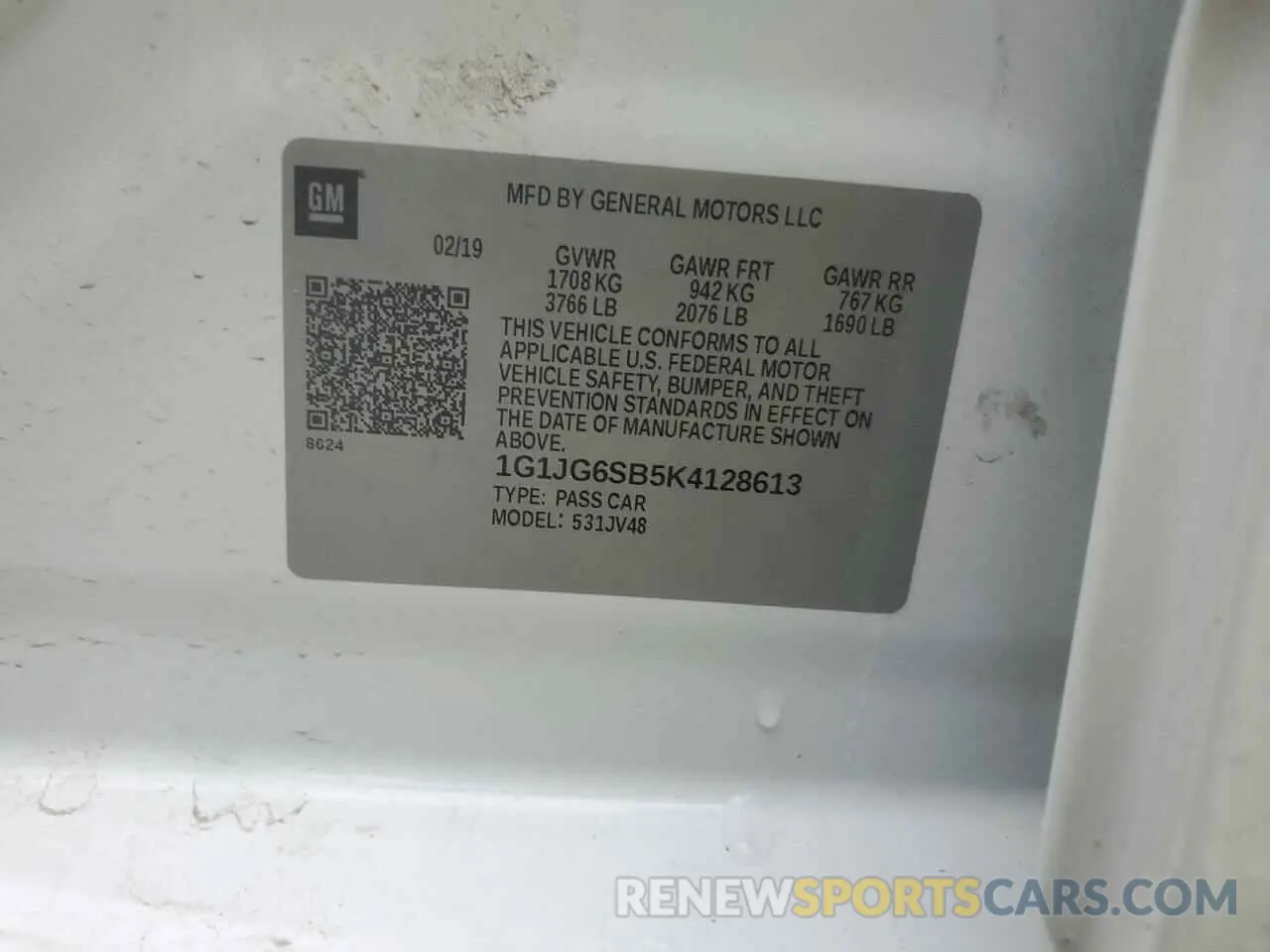 12 Photograph of a damaged car 1G1JG6SB5K4128613 CHEVROLET SONIC 2019