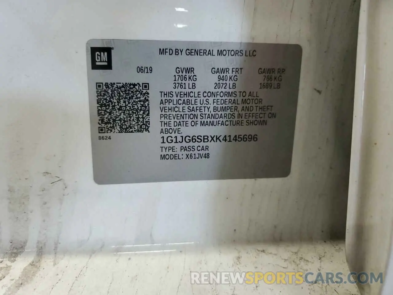 12 Photograph of a damaged car 1G1JG6SBXK4145696 CHEVROLET SONIC 2019