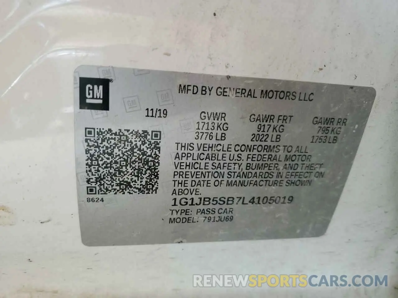 13 Photograph of a damaged car 1G1JB5SB7L4105019 CHEVROLET SONIC 2020