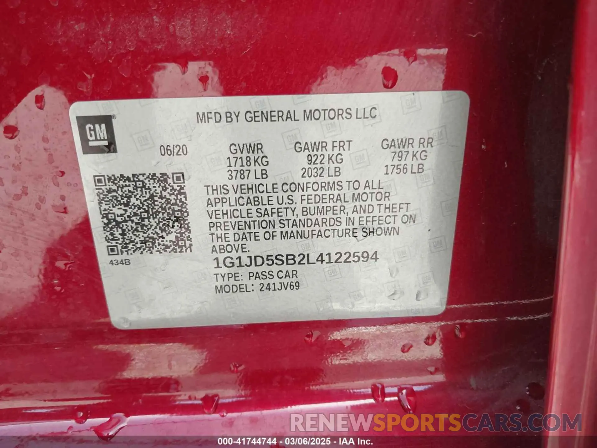 9 Photograph of a damaged car 1G1JD5SB2L4122594 CHEVROLET SONIC 2020