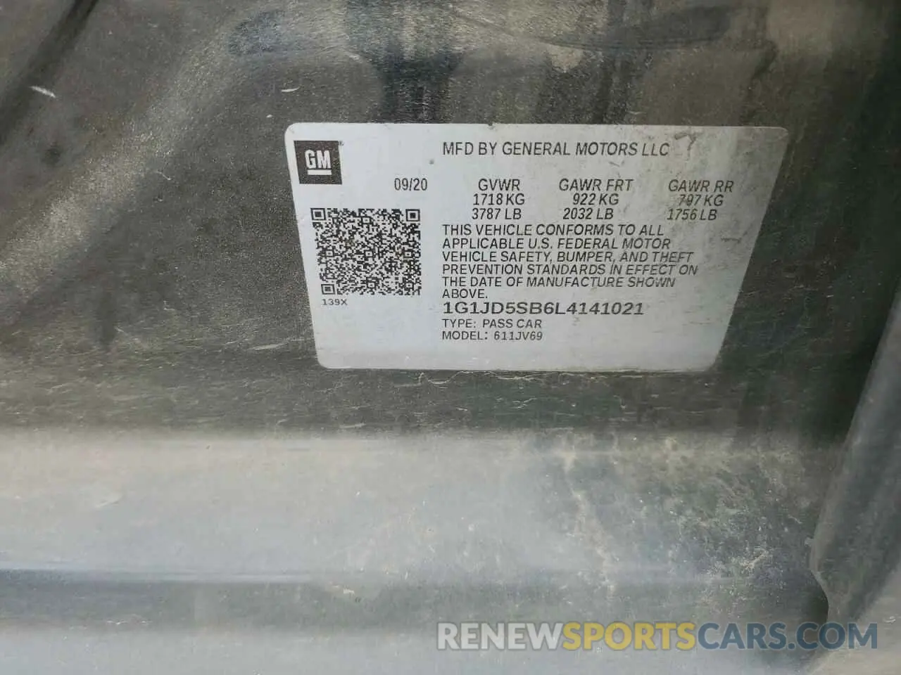 14 Photograph of a damaged car 1G1JD5SB6L4141021 CHEVROLET SONIC 2020