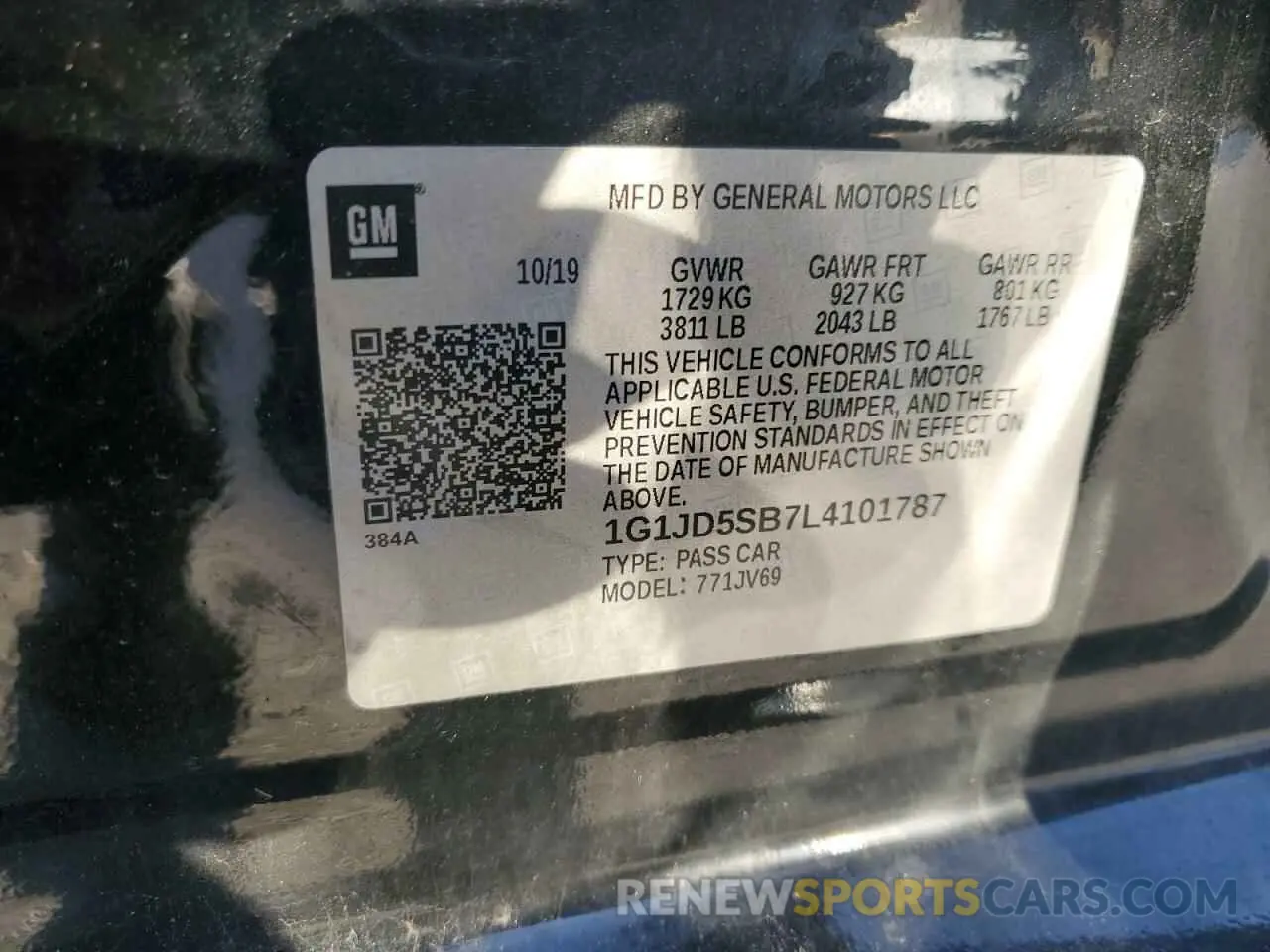 14 Photograph of a damaged car 1G1JD5SB7L4101787 CHEVROLET SONIC 2020