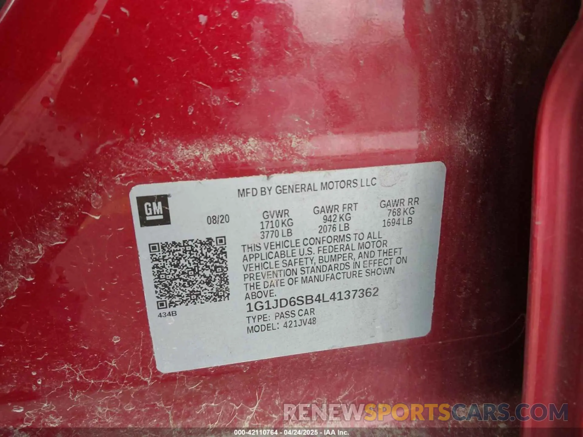 9 Photograph of a damaged car 1G1JD6SB4L4137362 CHEVROLET SONIC 2020