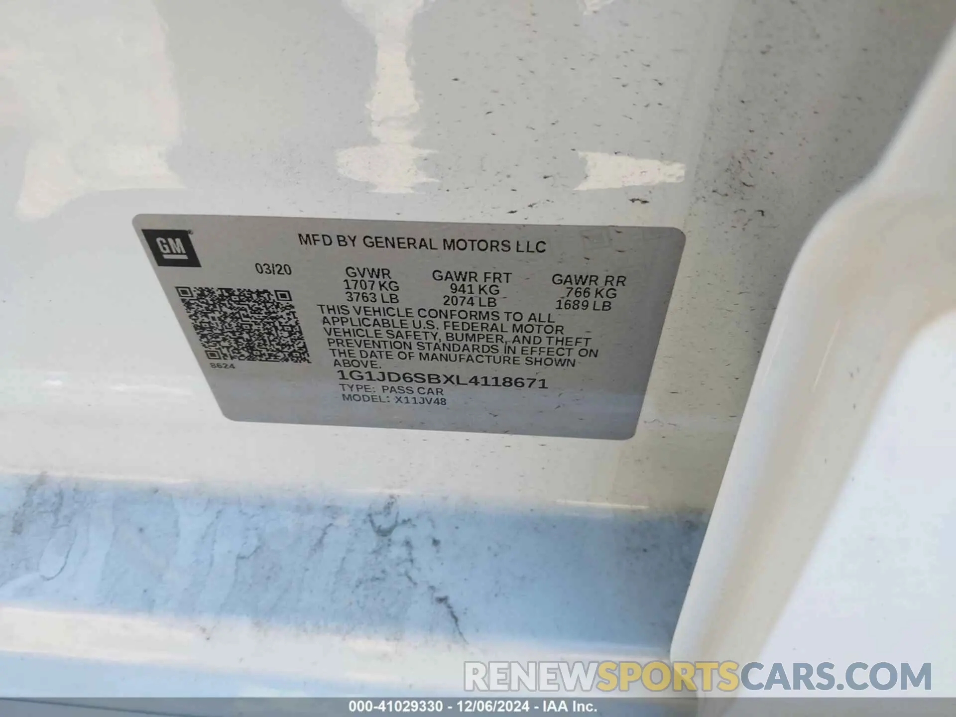 9 Photograph of a damaged car 1G1JD6SBXL4118671 CHEVROLET SONIC 2020