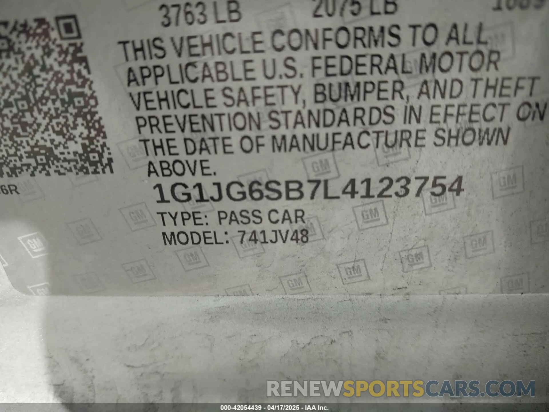 9 Photograph of a damaged car 1G1JG6SB7L4123754 CHEVROLET SONIC 2020