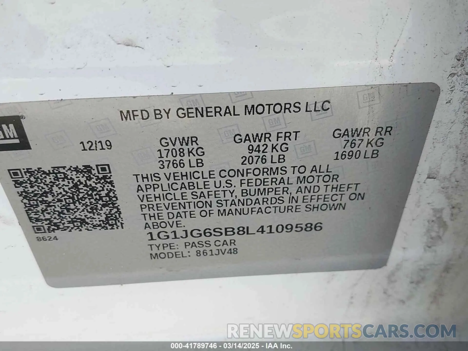 9 Photograph of a damaged car 1G1JG6SB8L4109586 CHEVROLET SONIC 2020