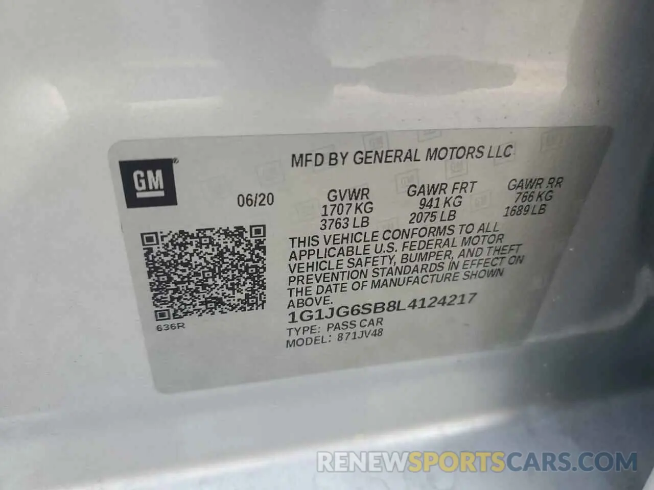 12 Photograph of a damaged car 1G1JG6SB8L4124217 CHEVROLET SONIC 2020