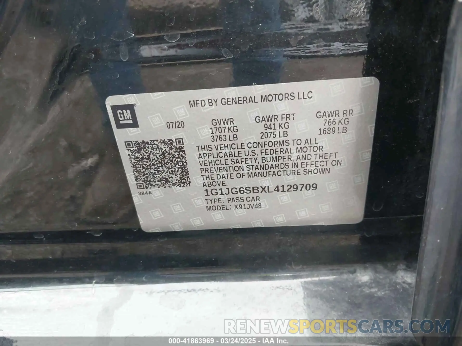 9 Photograph of a damaged car 1G1JG6SBXL4129709 CHEVROLET SONIC 2020