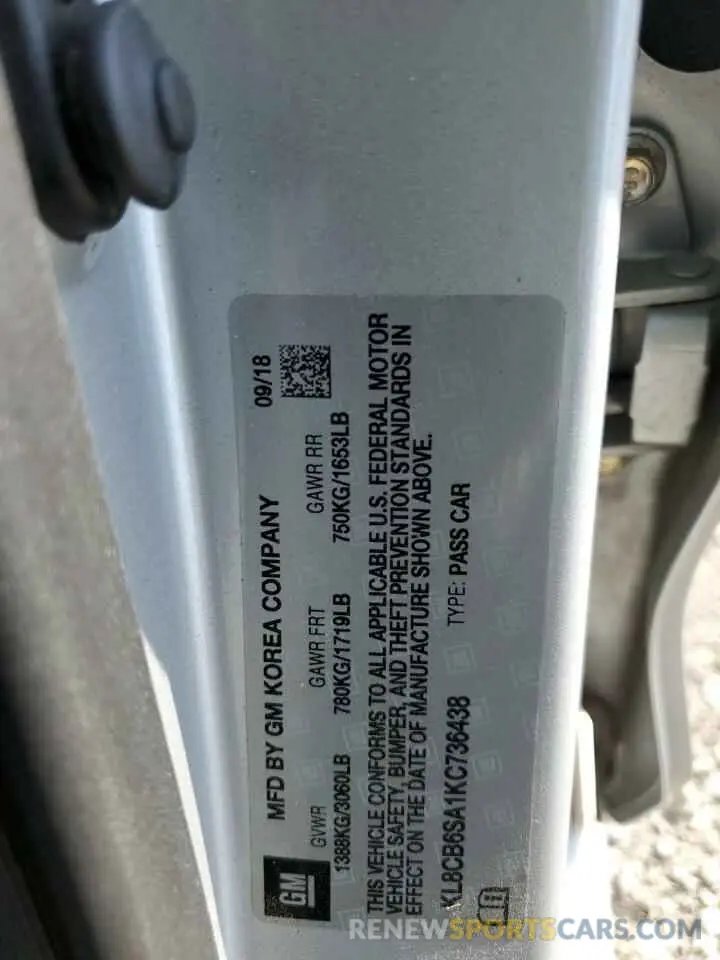 12 Photograph of a damaged car KL8CB6SA1KC736438 CHEVROLET SPARK 2019