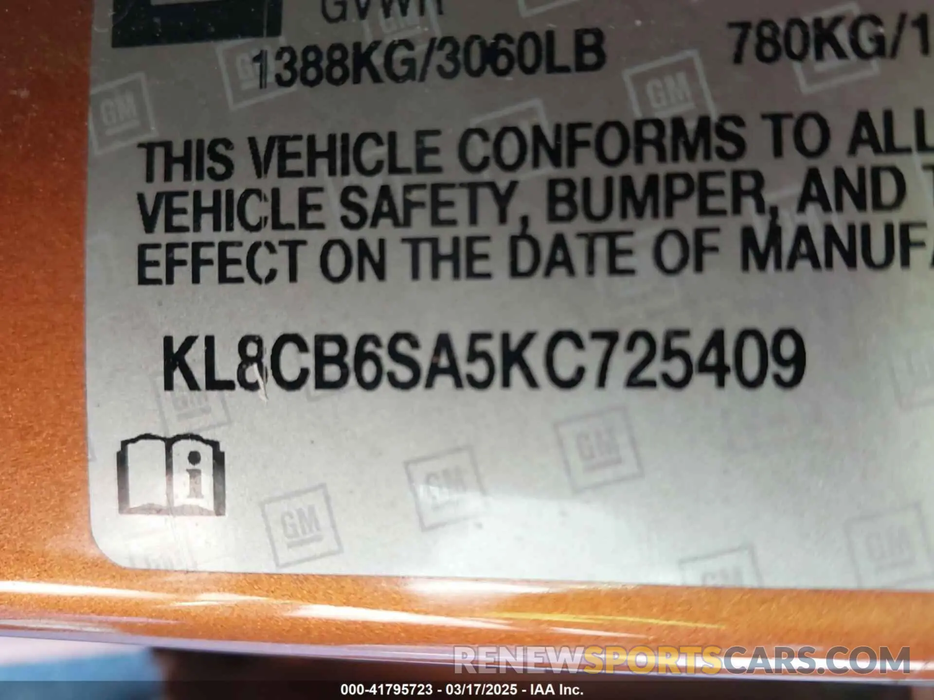 9 Photograph of a damaged car KL8CB6SA5KC725409 CHEVROLET SPARK 2019