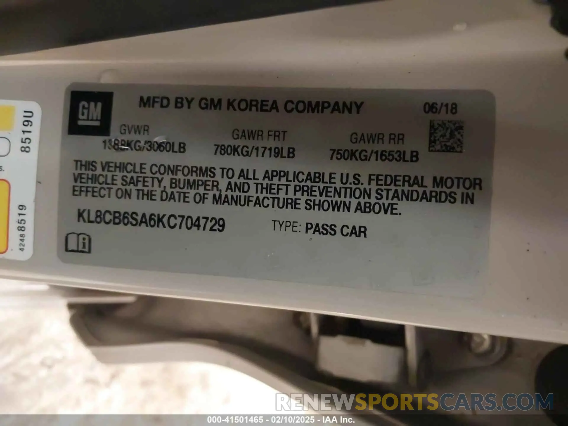 9 Photograph of a damaged car KL8CB6SA6KC704729 CHEVROLET SPARK 2019