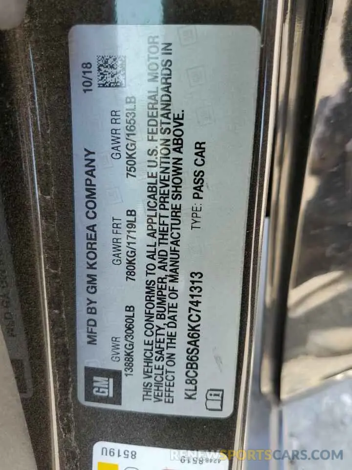 15 Photograph of a damaged car KL8CB6SA6KC741313 CHEVROLET SPARK 2019