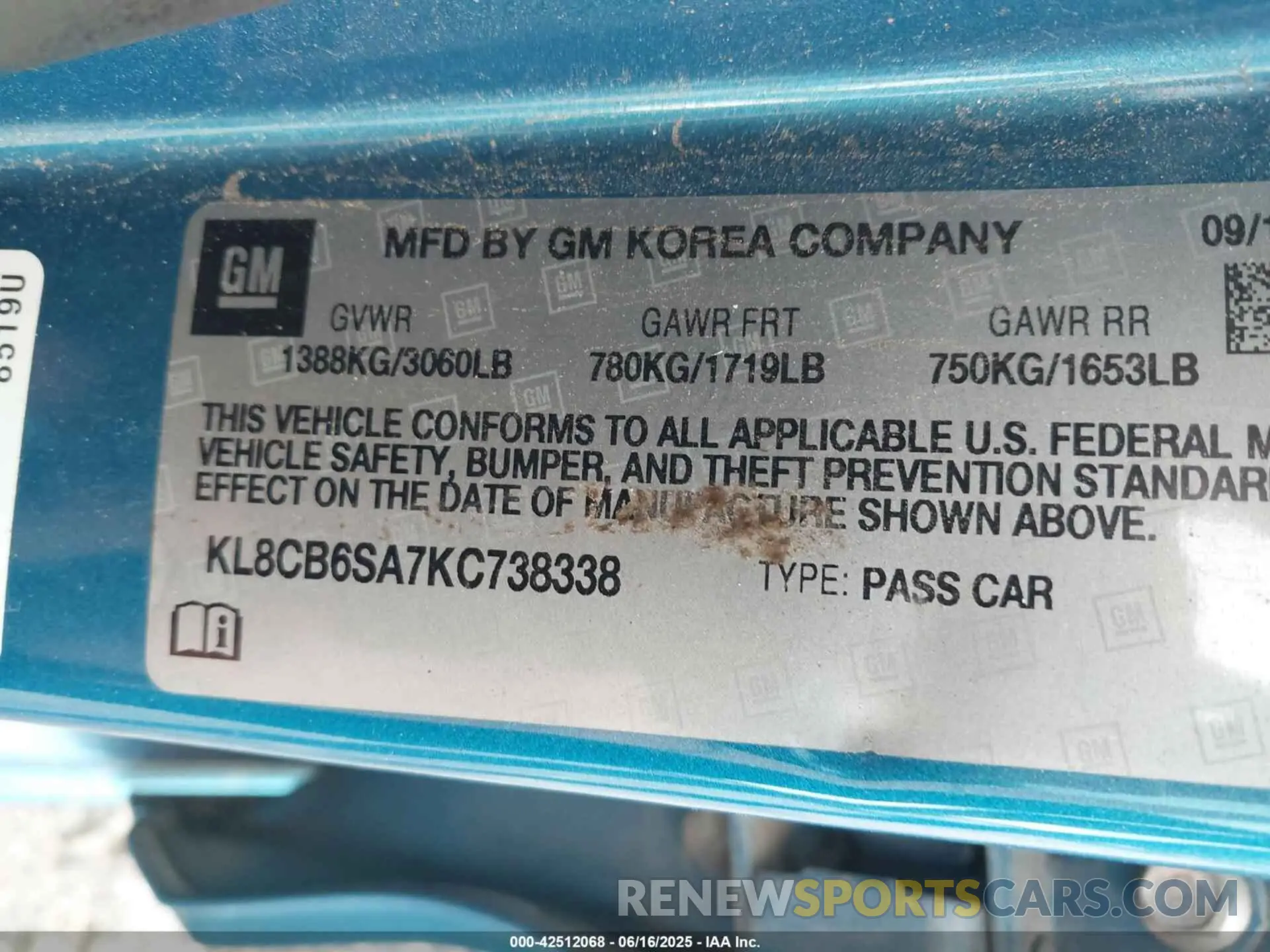 9 Photograph of a damaged car KL8CB6SA7KC738338 CHEVROLET SPARK 2019
