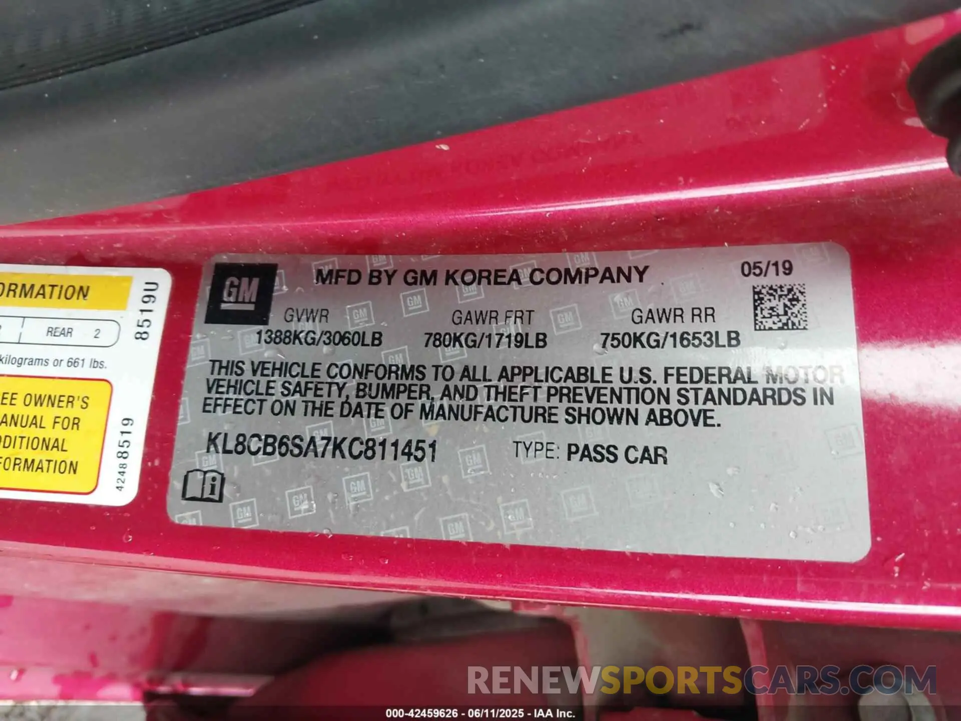 9 Photograph of a damaged car KL8CB6SA7KC811451 CHEVROLET SPARK 2019
