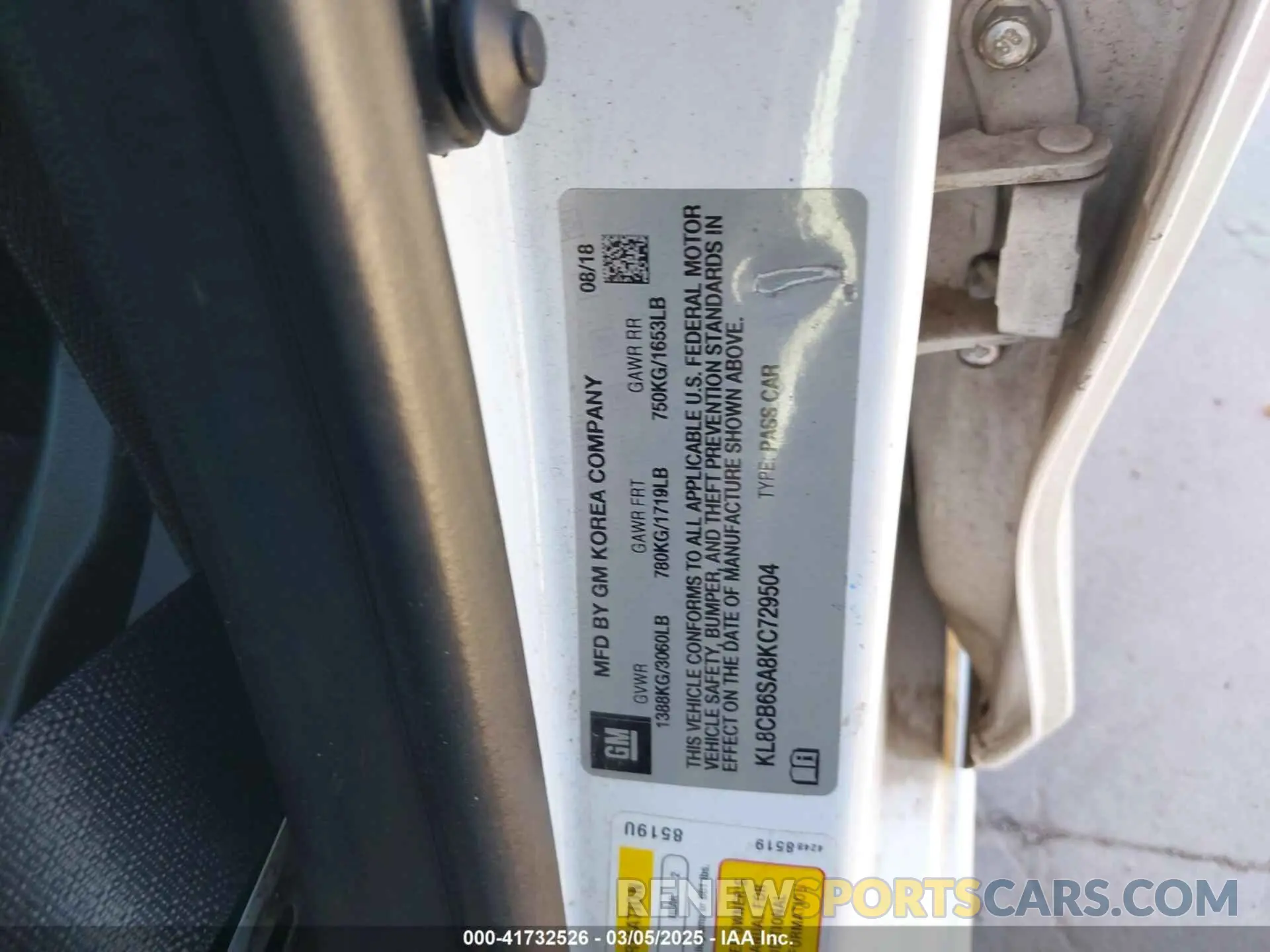 9 Photograph of a damaged car KL8CB6SA8KC729504 CHEVROLET SPARK 2019