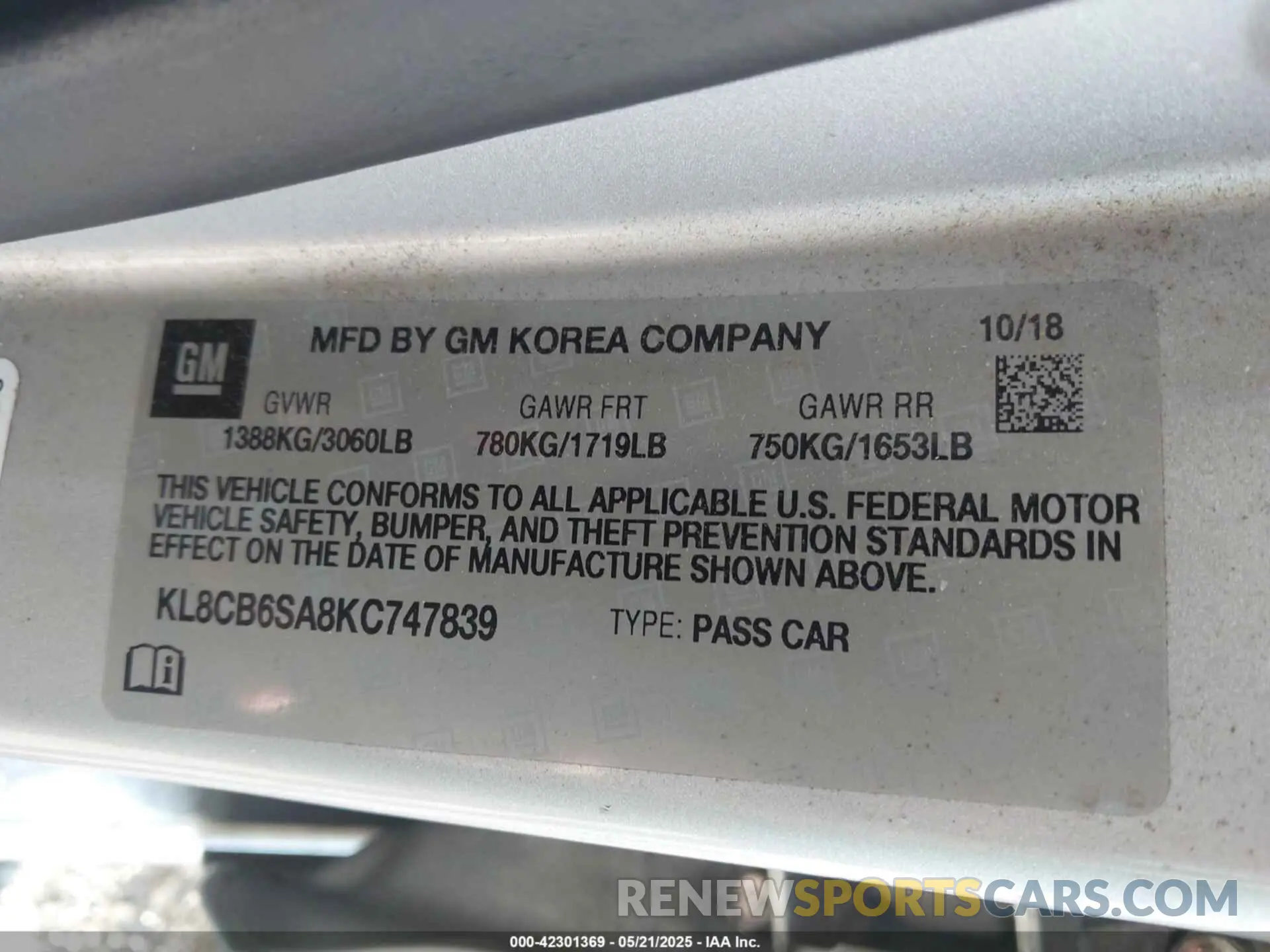 9 Photograph of a damaged car KL8CB6SA8KC747839 CHEVROLET SPARK 2019