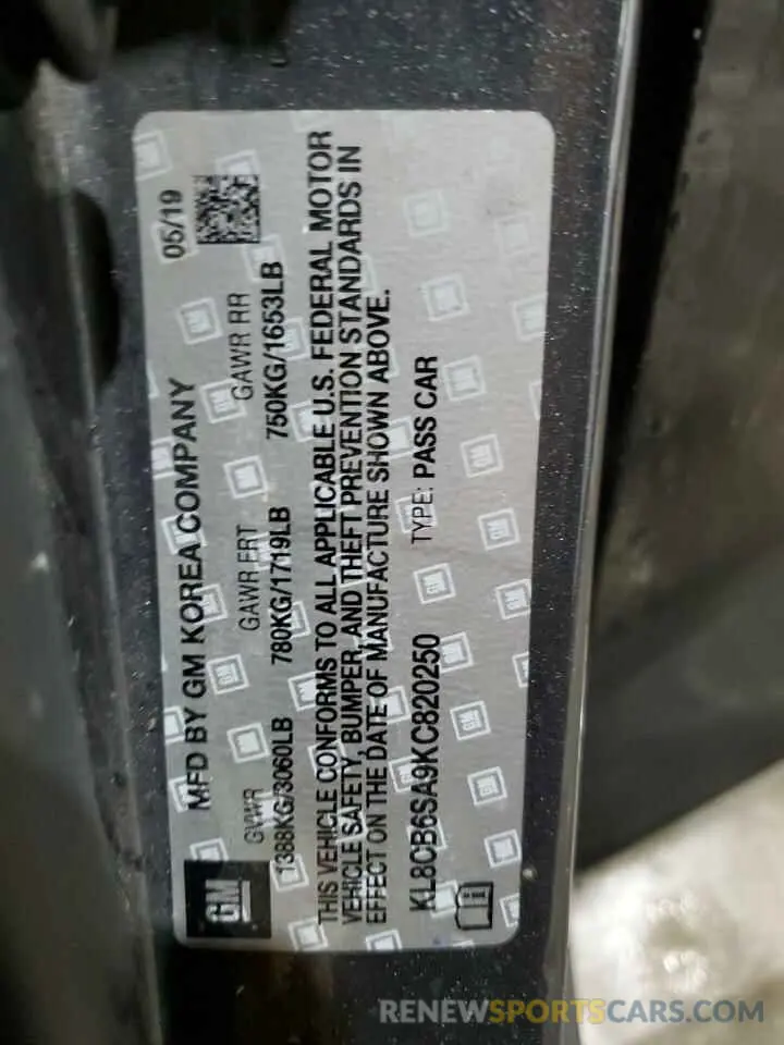 13 Photograph of a damaged car KL8CB6SA9KC820250 CHEVROLET SPARK 2019