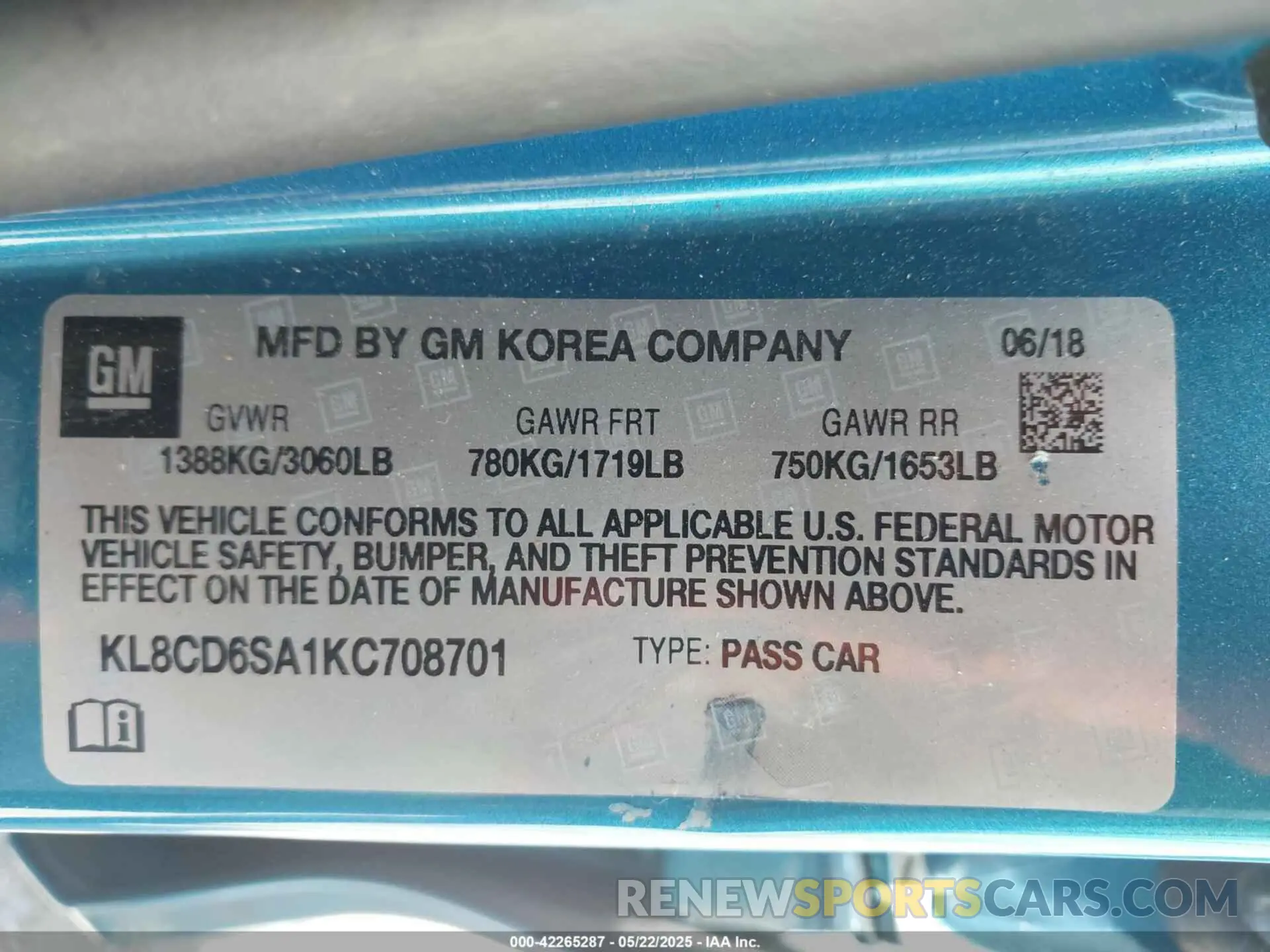 9 Photograph of a damaged car KL8CD6SA1KC708701 CHEVROLET SPARK 2019
