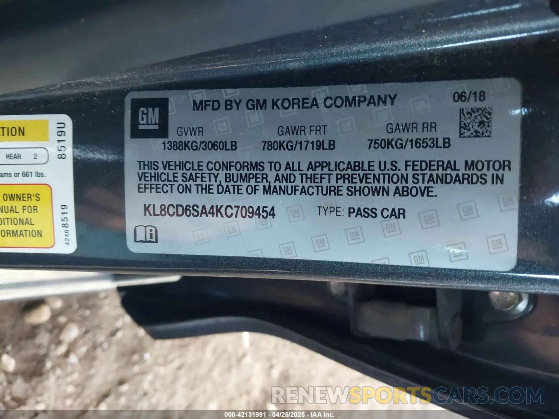 9 Photograph of a damaged car KL8CD6SA4KC709454 CHEVROLET SPARK 2019