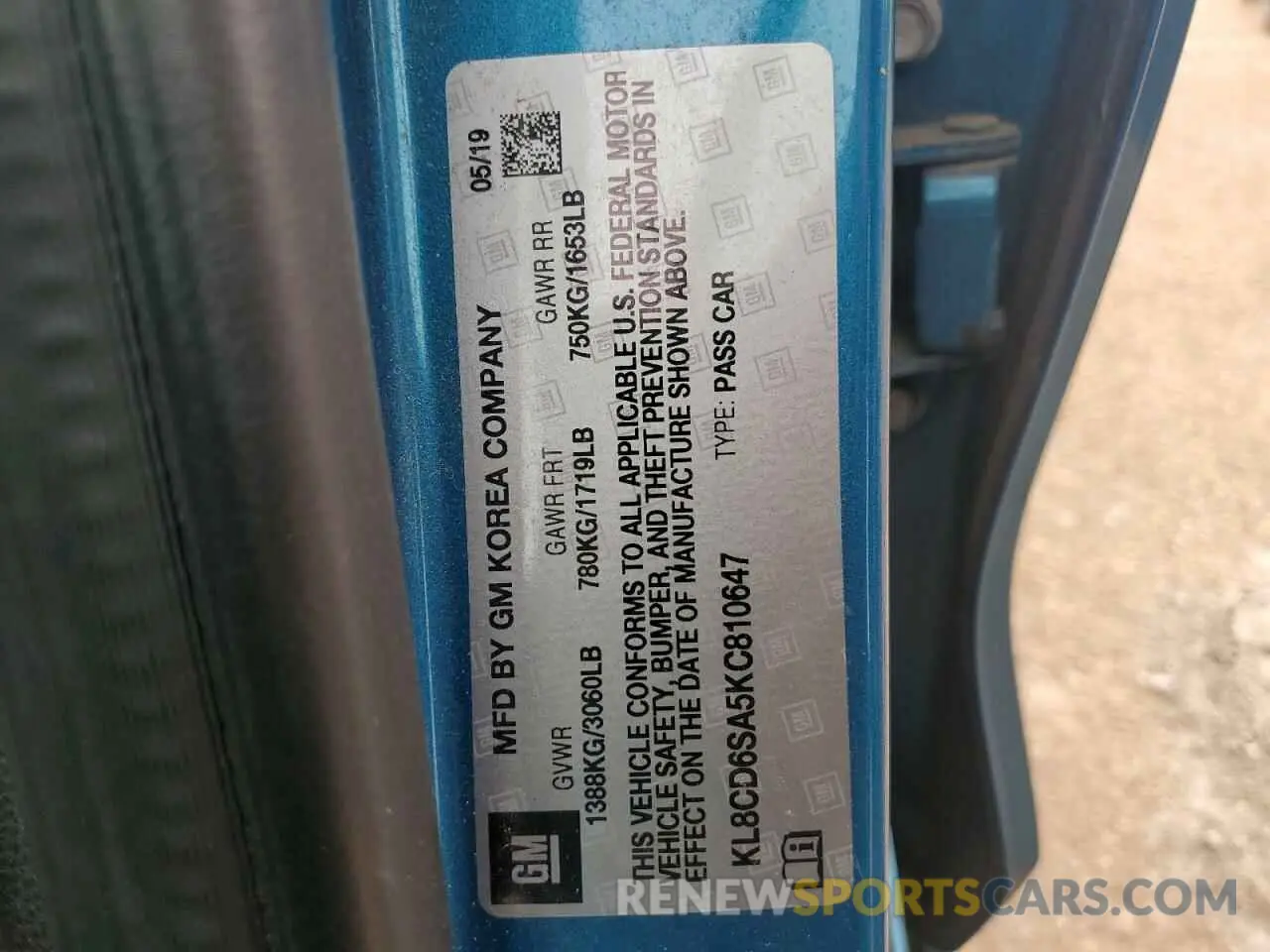12 Photograph of a damaged car KL8CD6SA5KC810647 CHEVROLET SPARK 2019