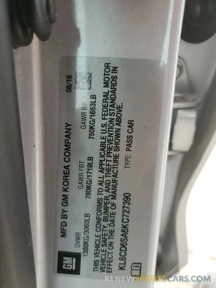12 Photograph of a damaged car KL8CD6SA6KC727390 CHEVROLET SPARK 2019