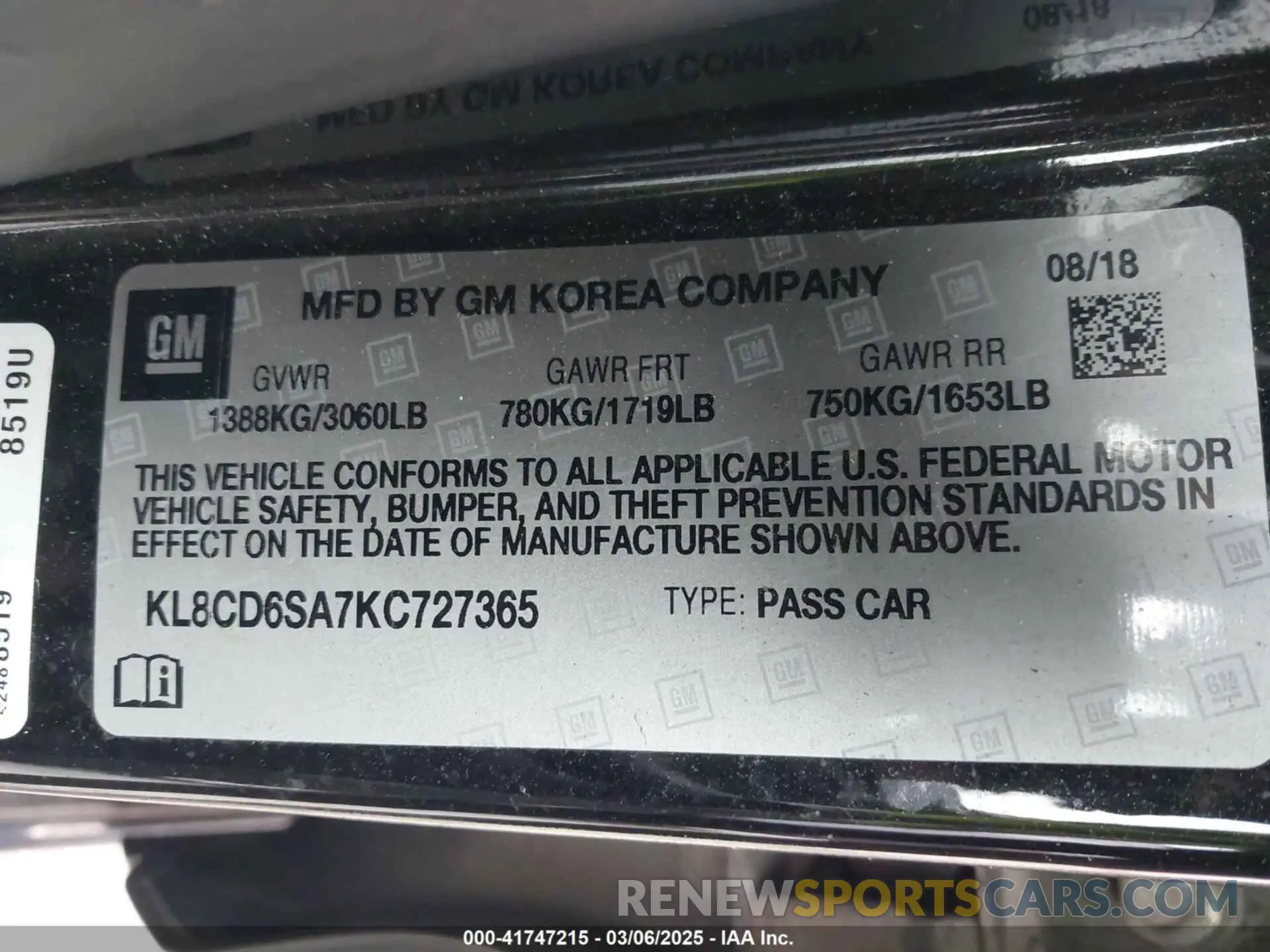 9 Photograph of a damaged car KL8CD6SA7KC727365 CHEVROLET SPARK 2019