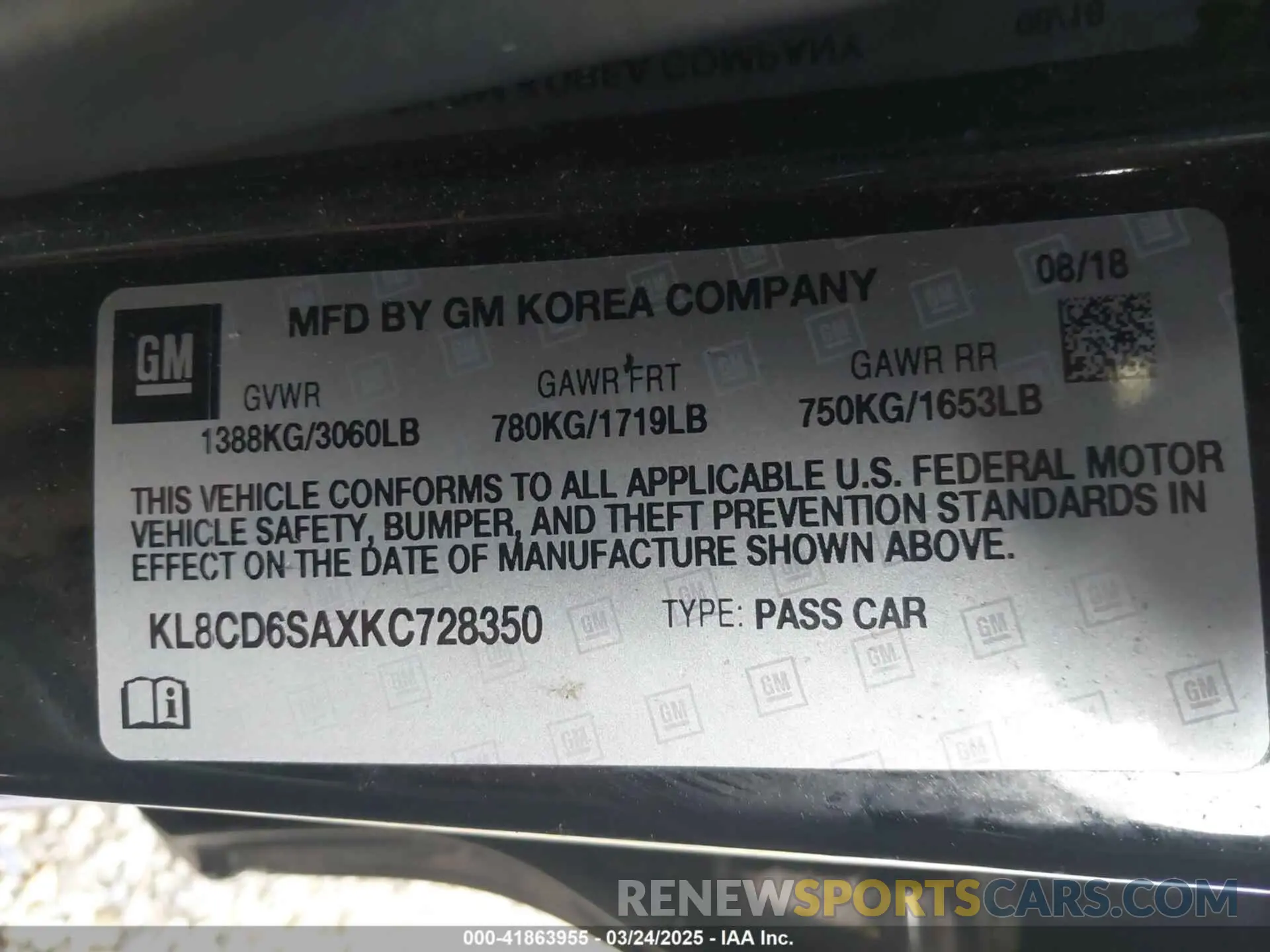 9 Photograph of a damaged car KL8CD6SAXKC728350 CHEVROLET SPARK 2019